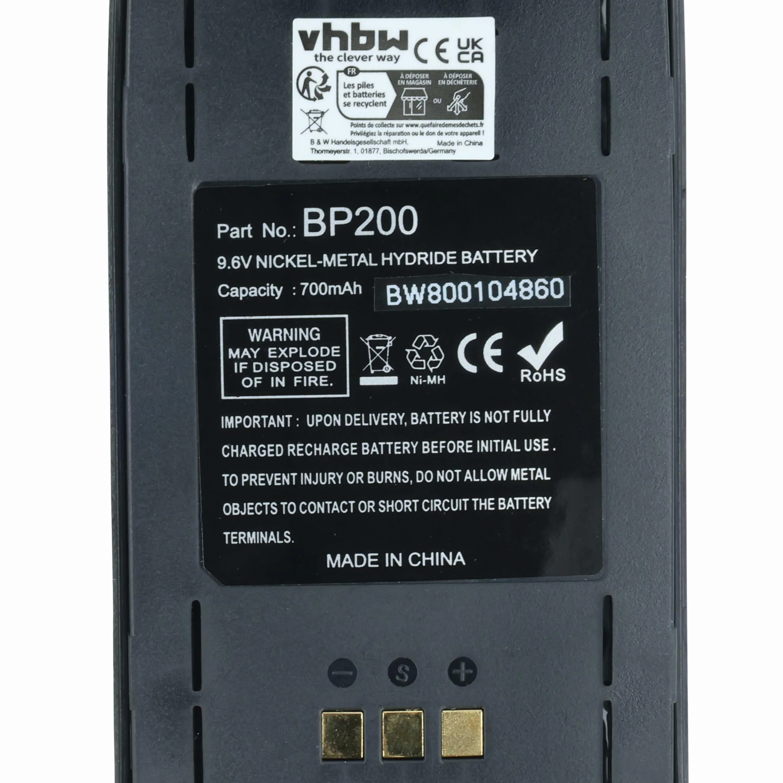 vhbw Zamiennik baterii Icom BP-200 750mAh 9,6V NiMH + klips