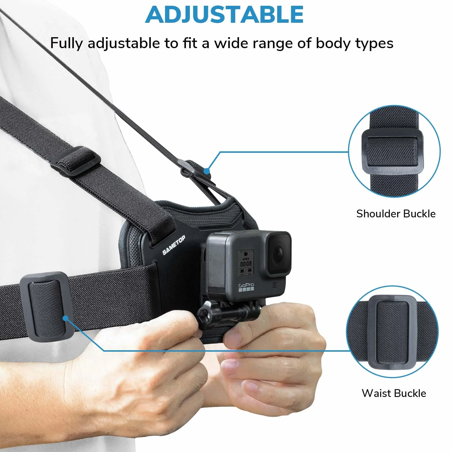 Chesty Uchwyt na Klatkę Piersiową Mocowanie Pas Piersiowy Kompatybilna z GoPro Hero 13 12 11 10 9 8 7 6 5 Session AKASO DJI Osmo Kamery Sportowe - Równowaga Stabilność i Komfort Wydajność