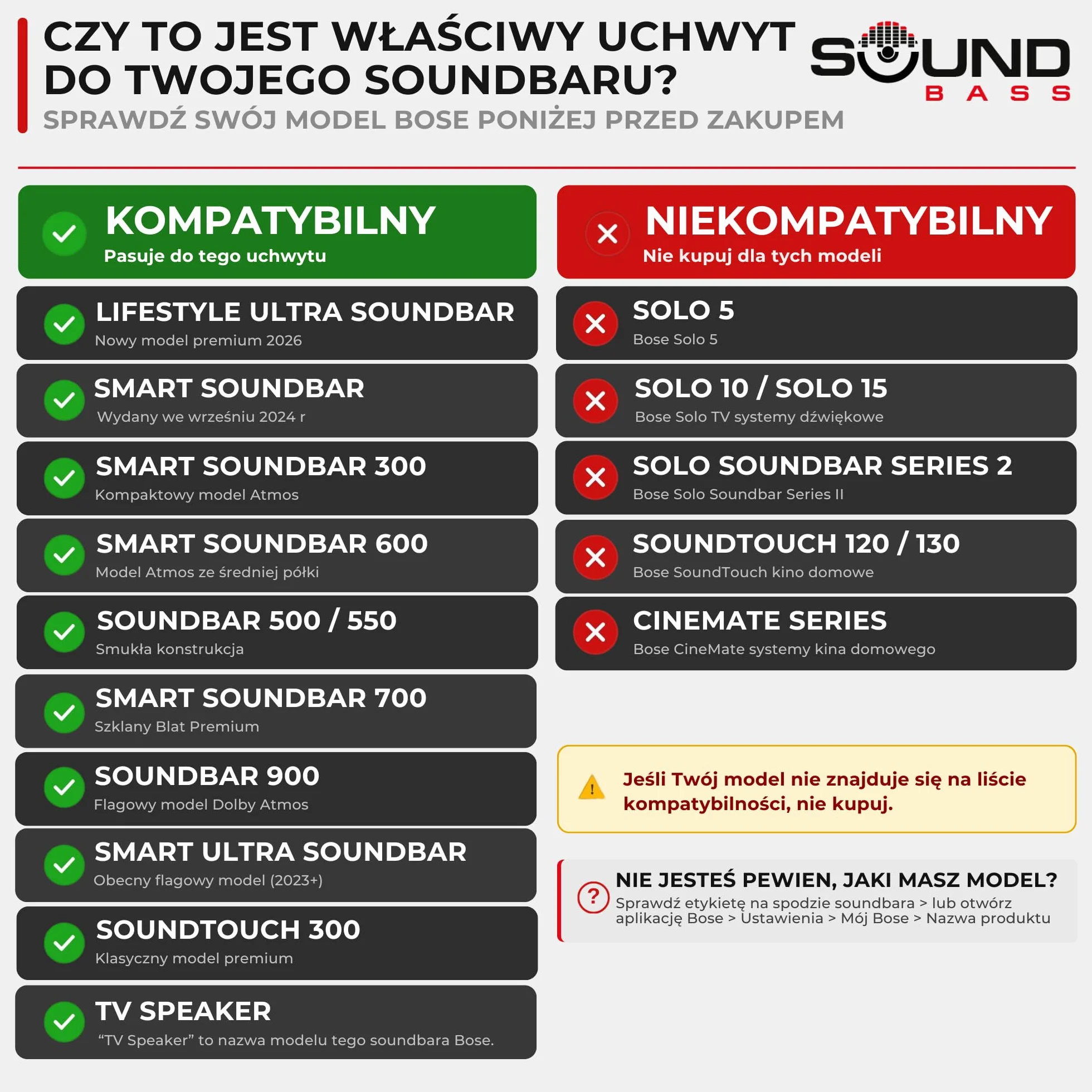Sound Bass Soundbar Smart 300 500 550 600 700 900 Lifestyle Ultra Uchwyt Ścienny do Bose 300/500/550/600/700/900 Ultra, Smart Sound Bar, TV Speaker, Regulowany Uchwyt Montażowy pod Telewizorem, Czarny