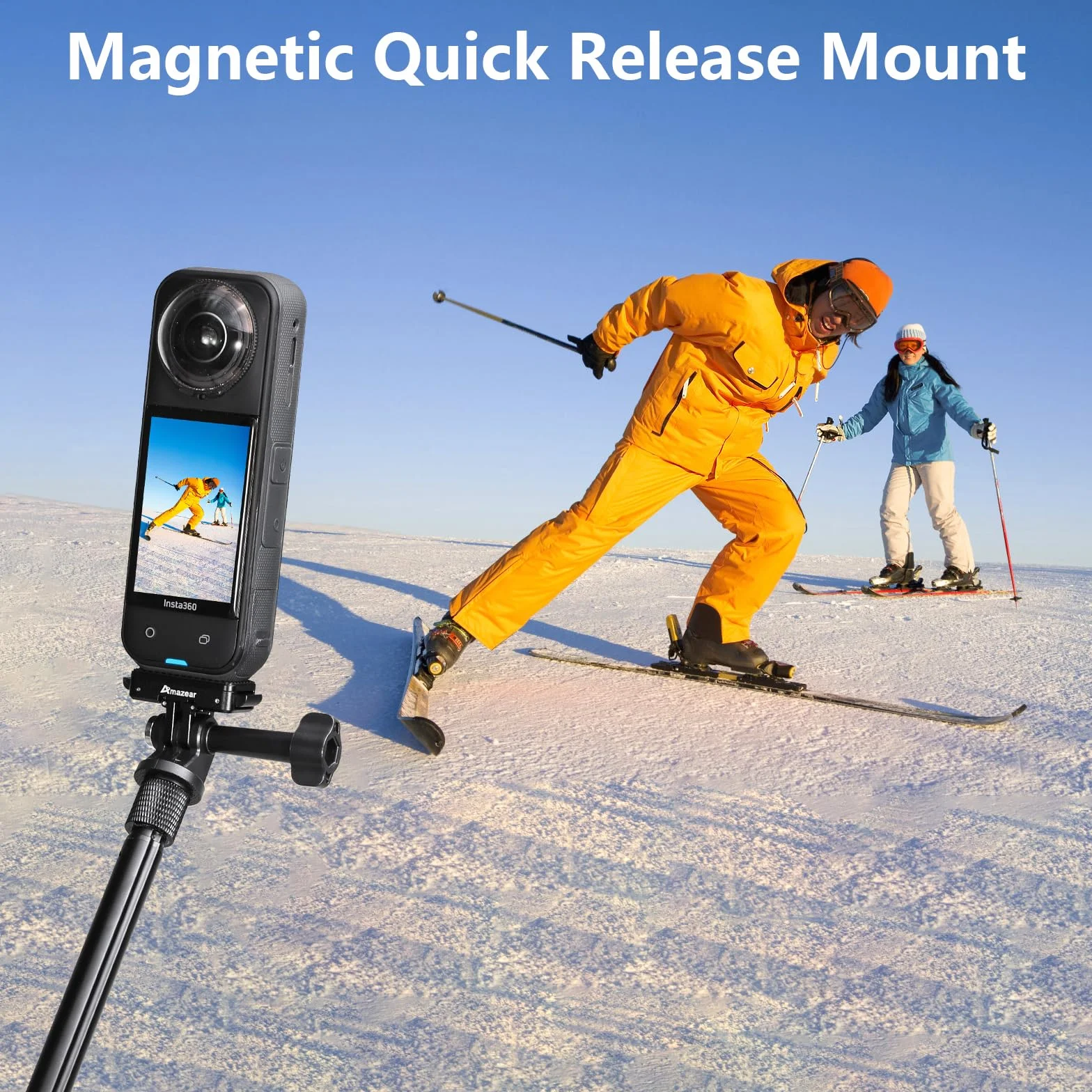 AMAZEAR Magnetyczny uchwyt szybkiego zwalniania do akcesoriów pneumatycznych Insta360 X5 X4, Insta 360 X5 / Ace Pro 2, adapter QR ze stopu aluminium z Go-Pro i uchwytem gwintowanym 1/10.2 cm-20