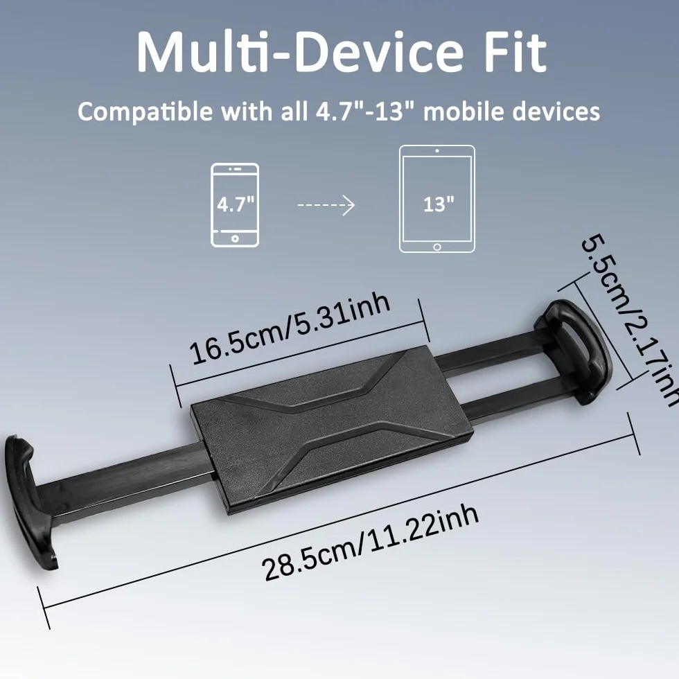 Uchwyt ścienny na tablet 360° obrotowy aluminiowy wysuwany składany z dzieloną podstawą kompatybilny z iPadem, Kindle, iPhone