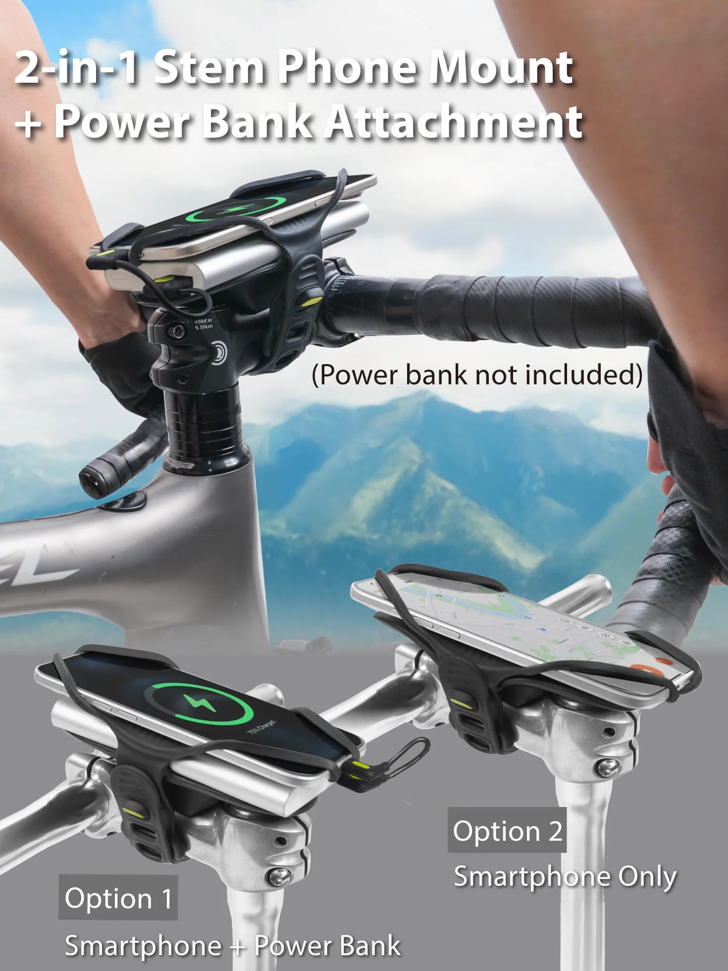 BONE Uchwyt na telefon komórkowy Bike Tie 6 Pro Pack silikonowy amortyzujący uniwersalny do smartfonów 4,7"-7,2" iPhone 17 16 15 rower