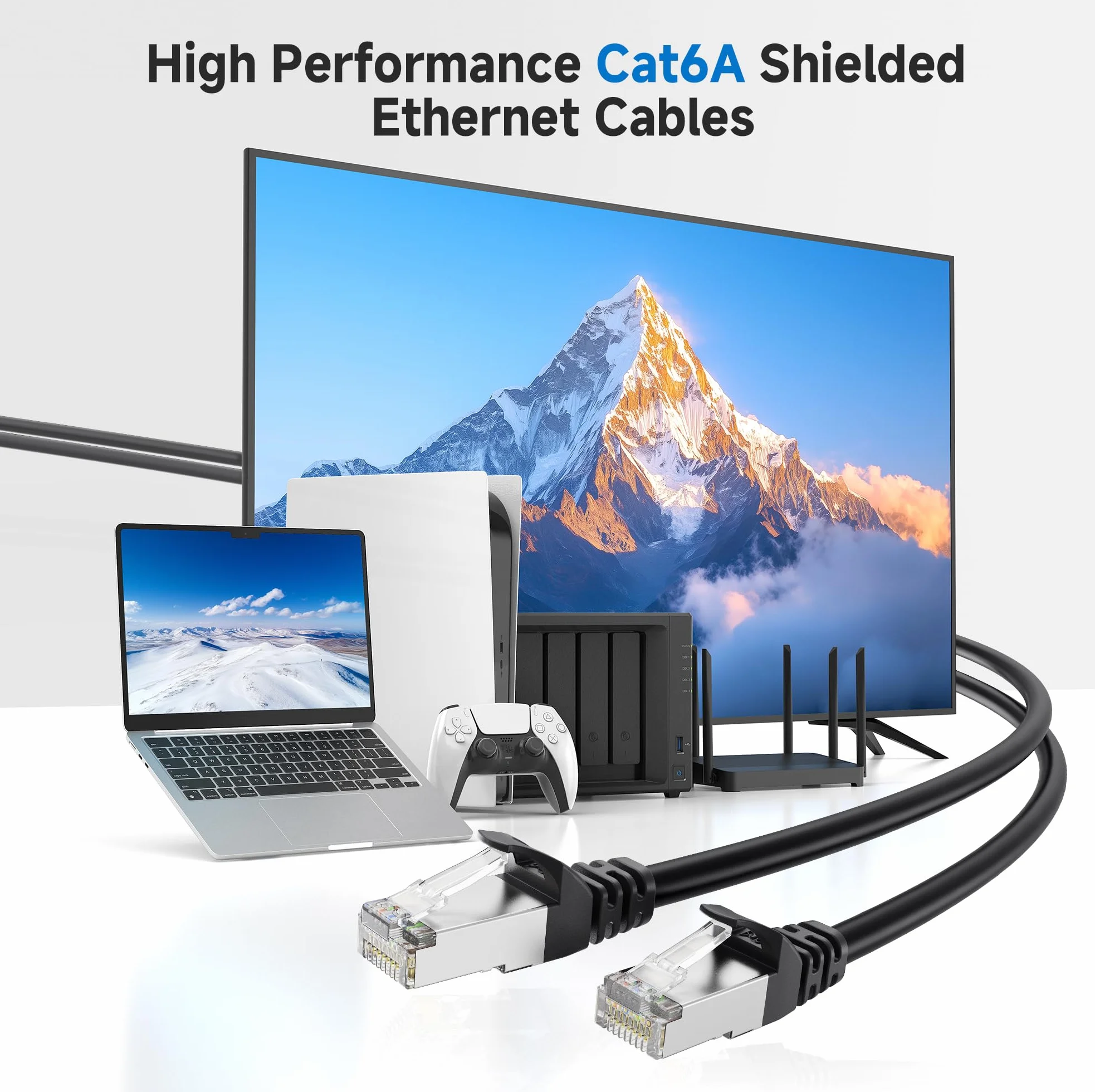 Cable Matters Snagless Cat6A SSTP SFTP ekranowany kabel Ethernet czarny 15 m