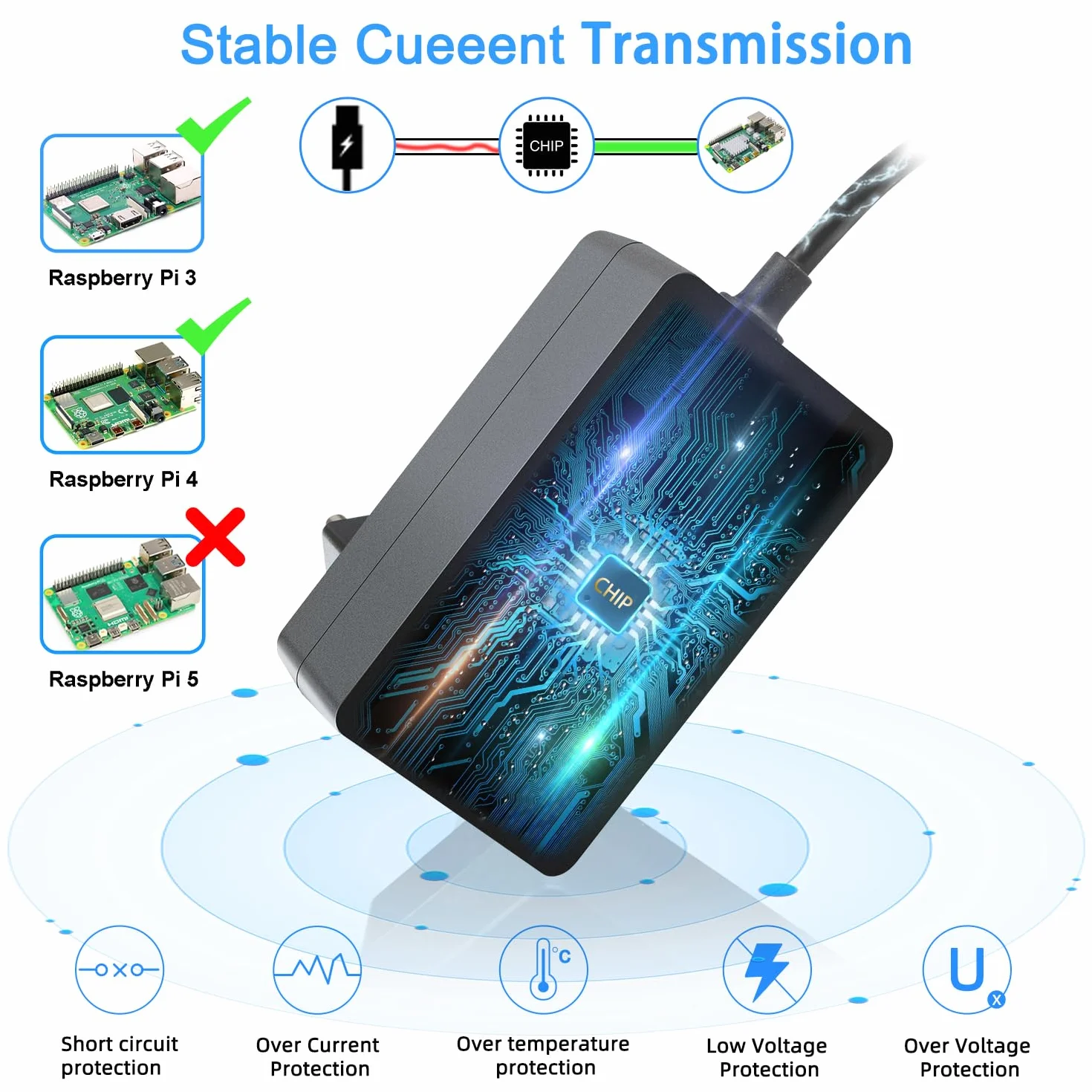 Miuzei Raspberry Pi 4 i 3 zasilacz sieciowy 5 V 4,1 A 20,5 W, adapter USB C, zasilanie z włącznikiem/wyłącznikiem, wtyczka EU, ładowarka do modeli Raspi 3 i 4 B 8 GB/ 4 GB/ 2 GB/ 1 GB