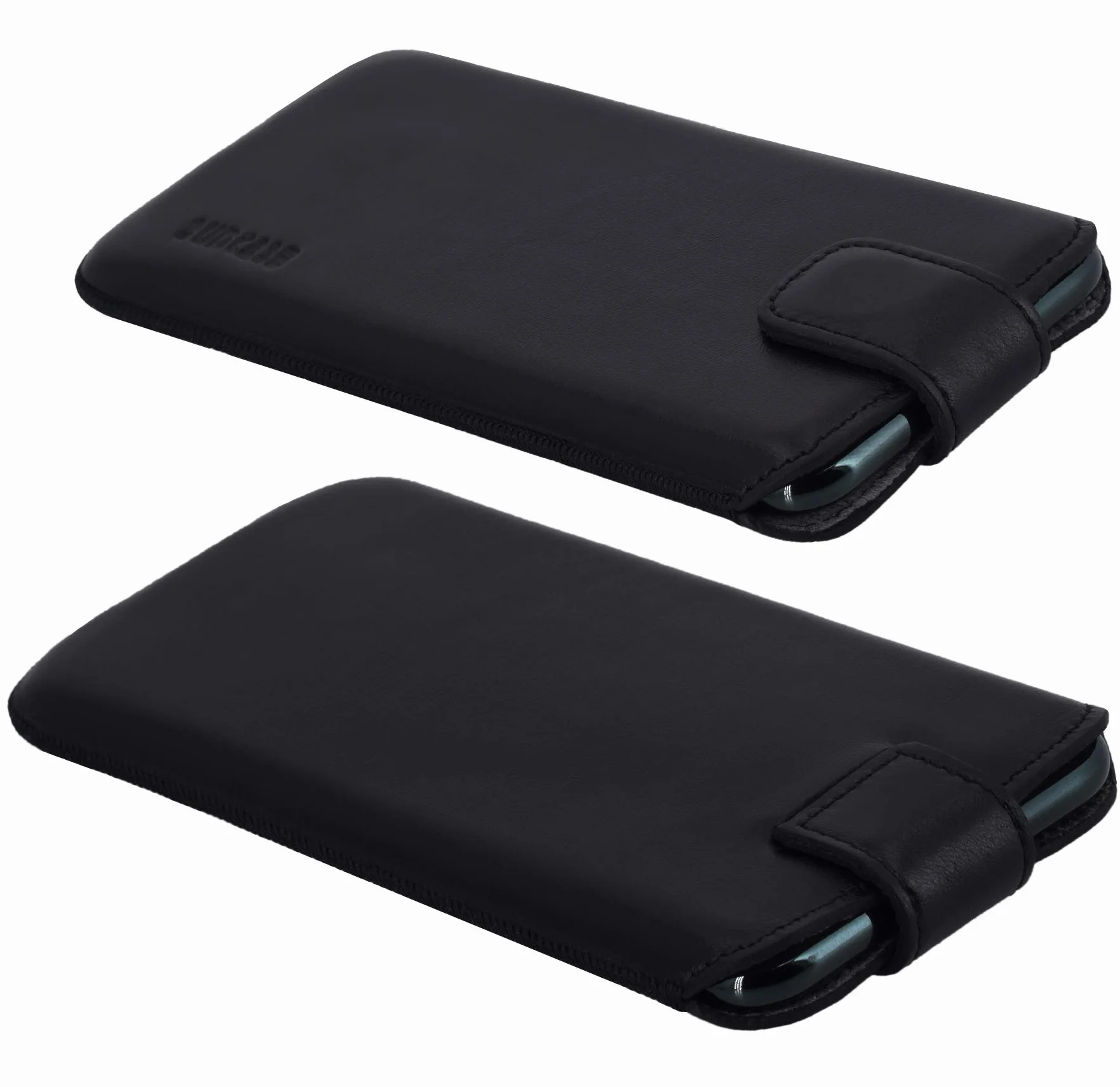 Suncase Skórzany pokrowiec Slim-Edition do Motorola Moto Edge 30 Pro czarny z magnetycznym zamknięciem