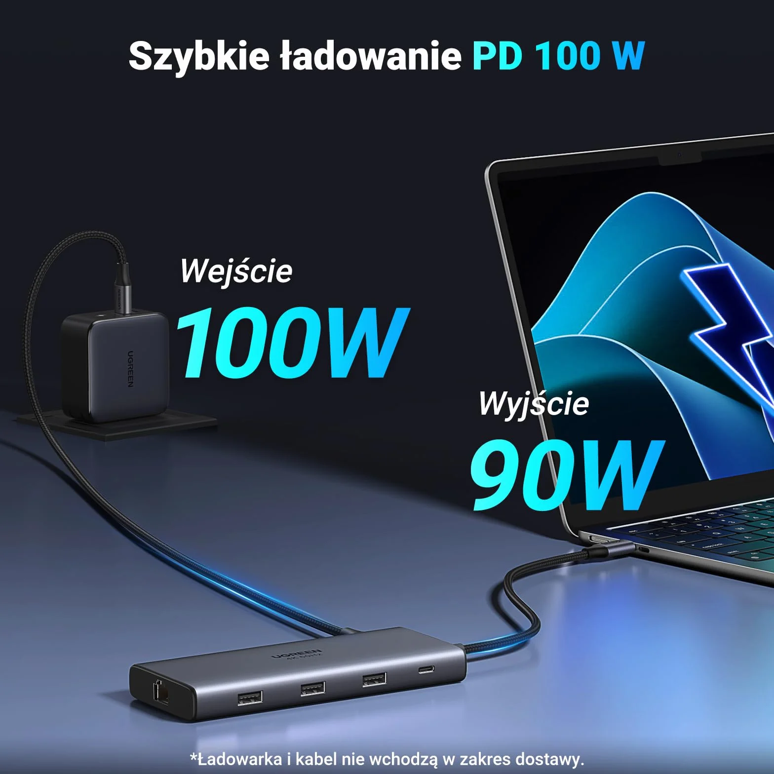 UGREEN Revodok Stacja Dokująca USB C z Połączeniem Danych 10 Gb/s 3.2, 4K 60 Hz HDMI, PD100W, Ethernet, Czytnik Kart SD/TF, Koncentrator USB A 3.0 Kompatybilna z MacBook, iPad, Surface