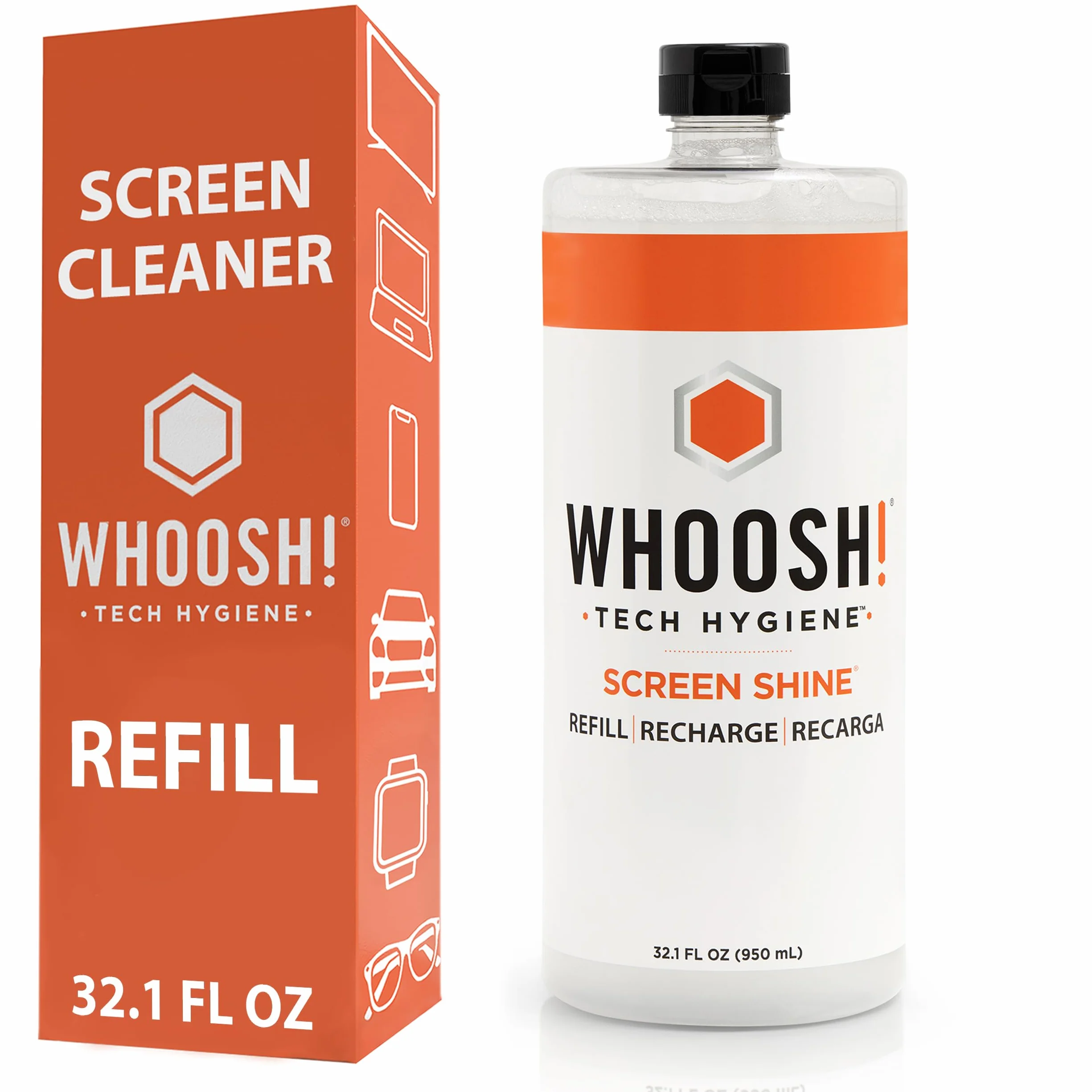 WHOOSH! Wkład Uzupełniający 950 ml do Czyszczenia Ekranów, Bez Alkoholu i Amoniaku