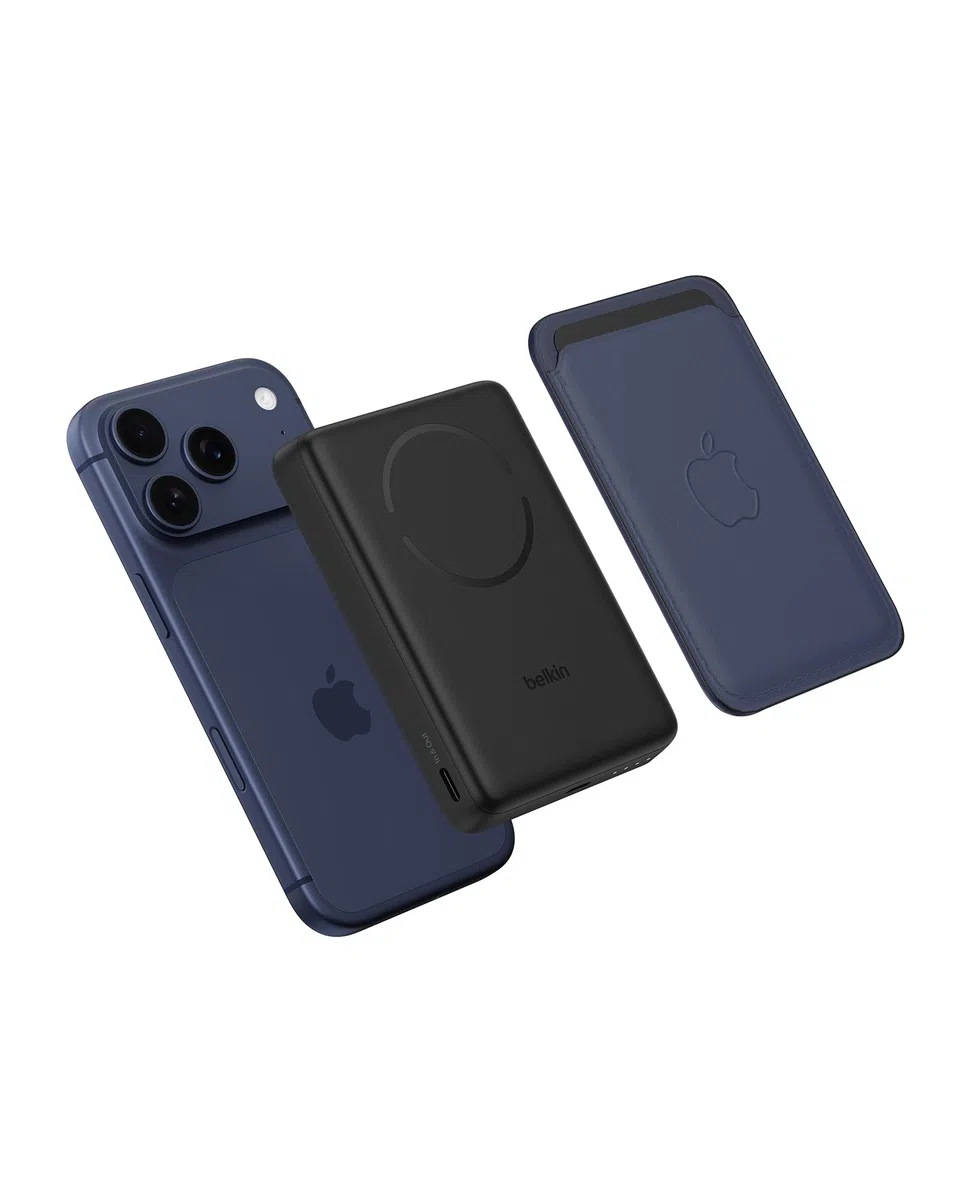 Belkin BoostCharge Magnetyczny Powerbank 10 000 mAh z Pierścieniem – Czarny | Powerbank Bezprzewodowy 10 000 mAh Qi2, Pierścień Magnetyczny do Akcesoriów, 2 Porty USB-C, Naładowany, Kabel w Zestawie