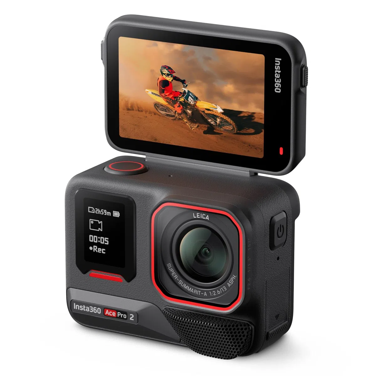 Insta360 Ace Pro 2 Pack Dual Battery - wodoodporna kamera akcji 8K zaprojektowana wspólnie z Leicą, czujnikiem 1/1,3", podwójnym chipem AI, jakość w słabym świetle, zaawansowany dźwięk, składany