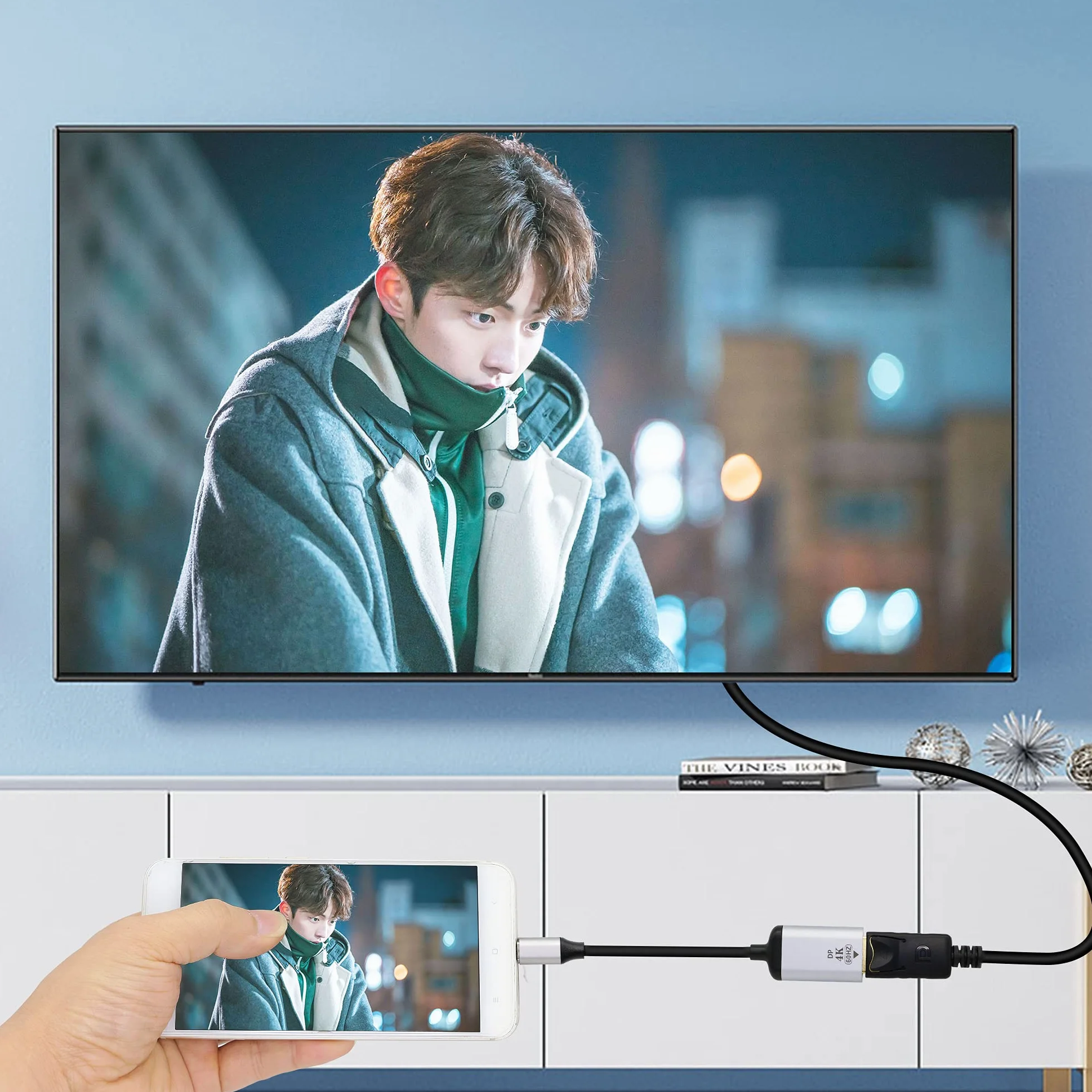 CERRXIAN Adapter typu C na Displayport, 4K przy 60 Hz USB C męski na DP żeński kabel konwertera HD do telewizora, monitora, projektora itp