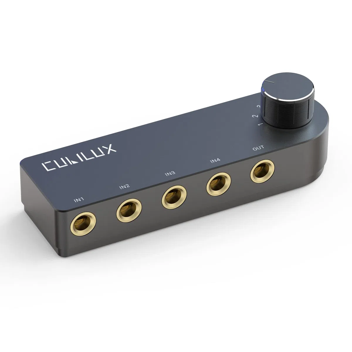 Cubilux Dwukierunkowy Selektor Audio 4-Kanałowy 6.35mm, 1x TRS do 4x TRS Stereo 4-Portowy Przełącznik AUX 1/4" do Głośników, Słuchawek, Subwoofera, Systemu Audio Domowego, Miksera, Wzmacniacza
