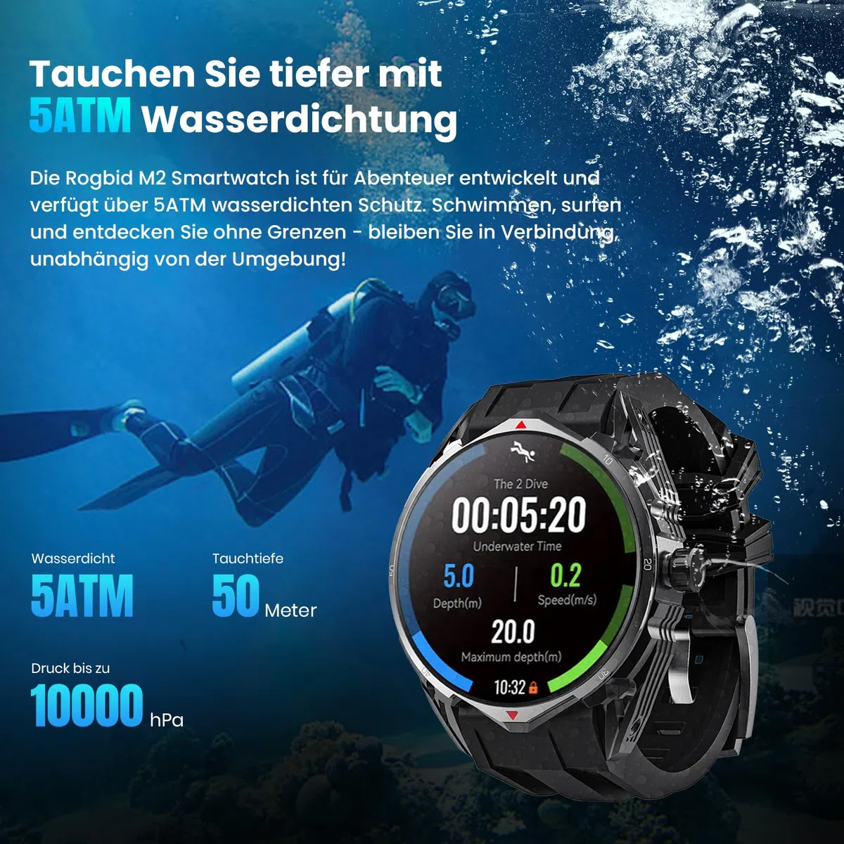 Smartwatch dla mężczyzn, GPS, zegarek sportowy, 1,6" HD AMOLED, 5 ATM, wodoszczelny, metalowy, wojskowy smartwatch, tracker aktywności fizycznej z kompasem, krokomierzem, monitorem snu, pulsometrem