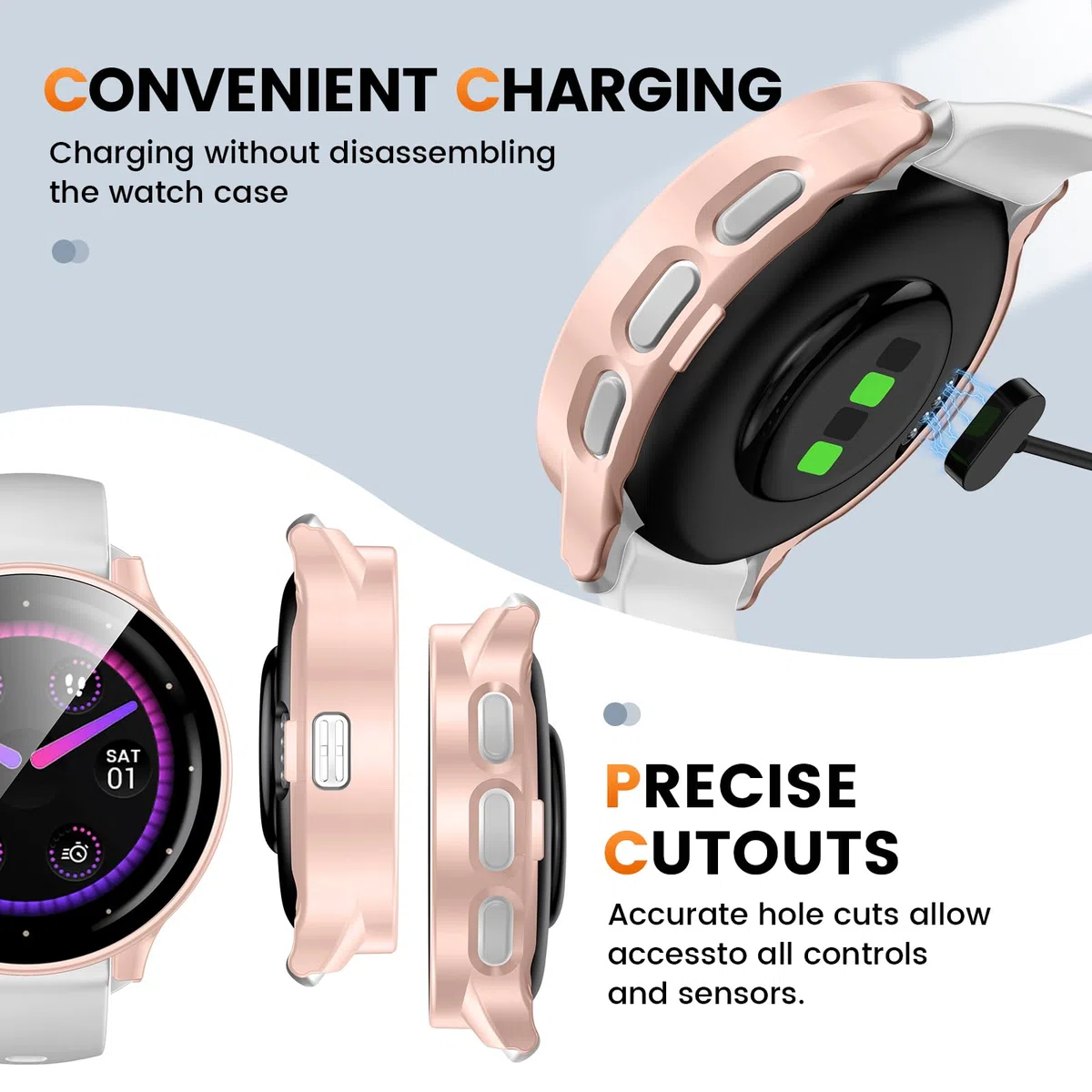 [3Pack] Kamita Etui z ochroną ekranu kompatybilne z Garmin Venu 3S 41mm, odporne na wstrząsy etui PC Bumper z folią ze szkła hartowanego, pełne pokrycie ochronne do Garmin Venu 3S 41 (Przezroczyste+