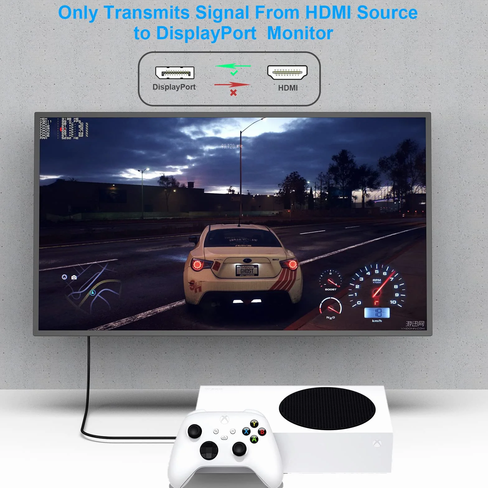 BENFEI Kabel HDMI do DisplayPort 6-stopowy 4K@60Hz 2K@144Hz 1080P@165Hz