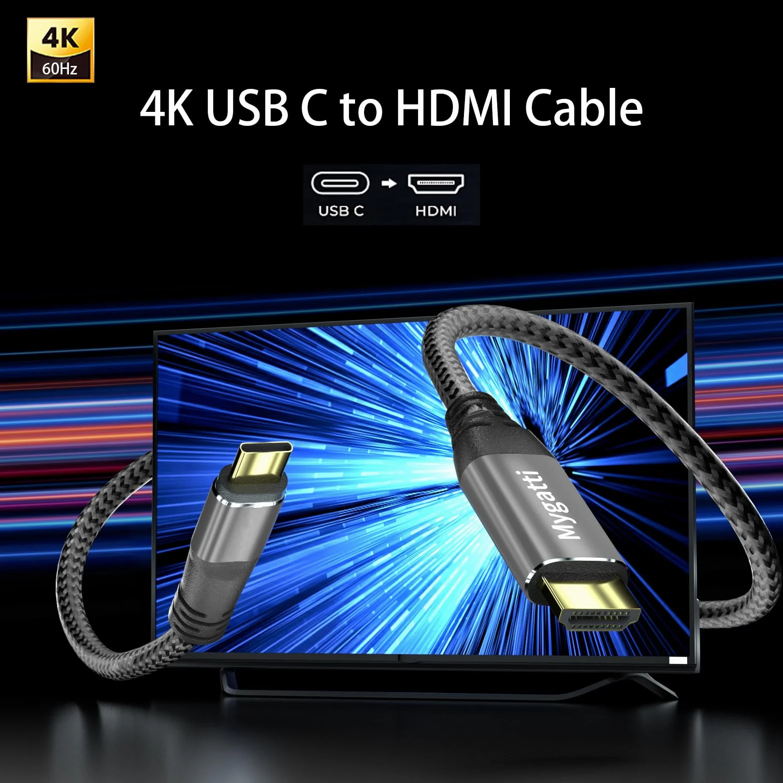 Kabel USB C na HDMI 4K UHD 5m kompatybilny z Thunderbolt 4 iPhone 15 16 17 MacBook iPad