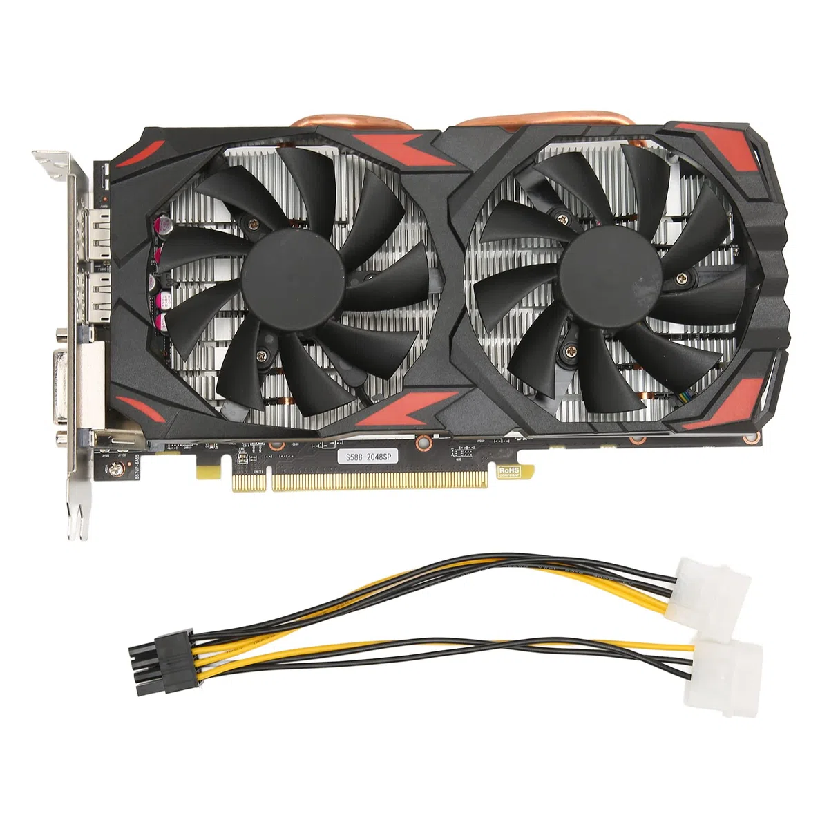 Akozon Karta graficzna RX 580, 8 GB GDDR5 256bit, obsługa 8K 2 wentylatory chłodzące PCI Gaming 16 Express 3.0 do domowego biura z podwójnym DP HDML DVI Plug and Play karty komputerowe