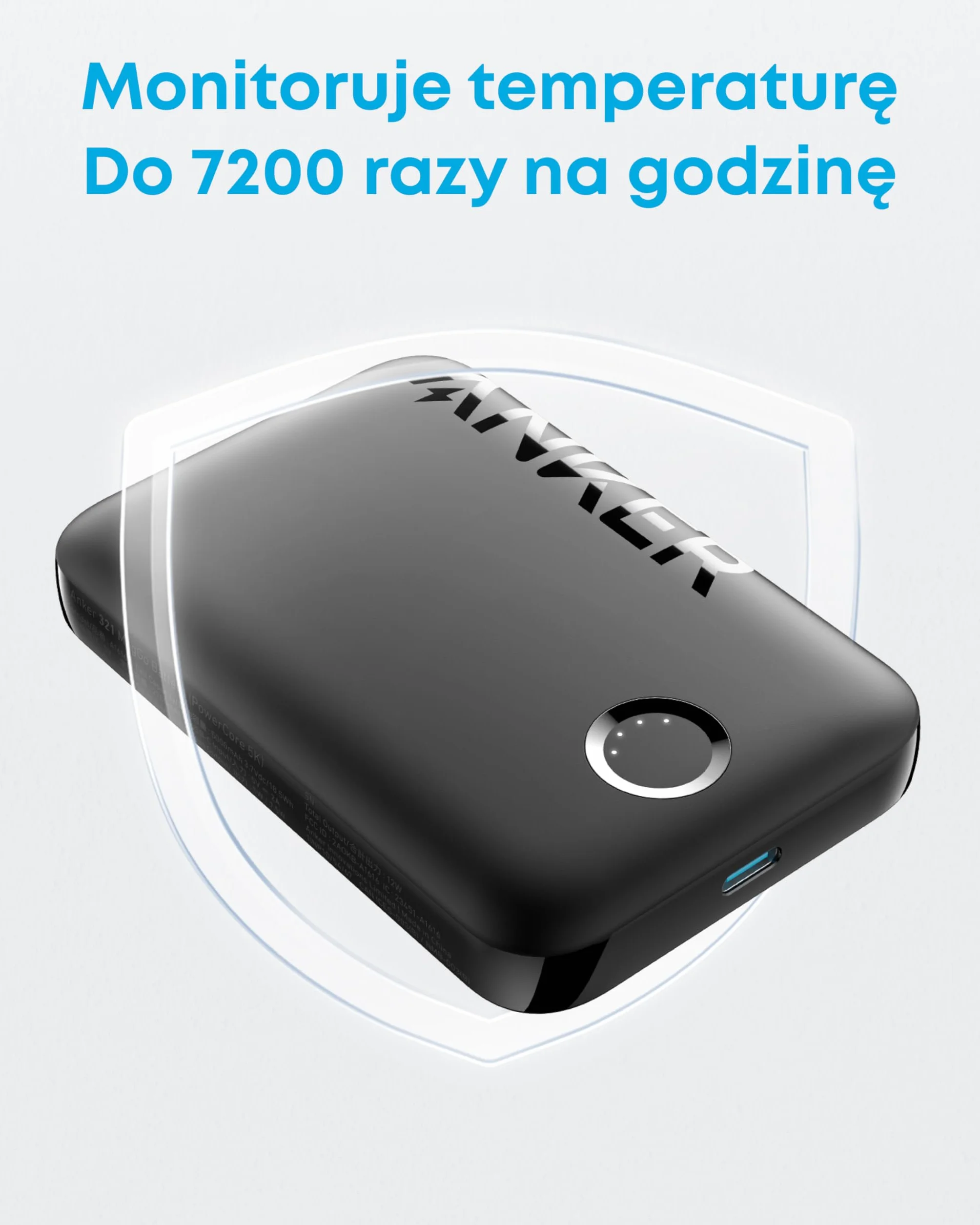 Powerbank firmy anker, bateria magnetyczna 321 (PowerCore Magnetic 5K), bezprzewodowa ładowarka magnetyczna 5000 mAh, kompatybilna z serią iPhone16/16Plus/16Pro/16 Pro Max oraz iPhone15/14/