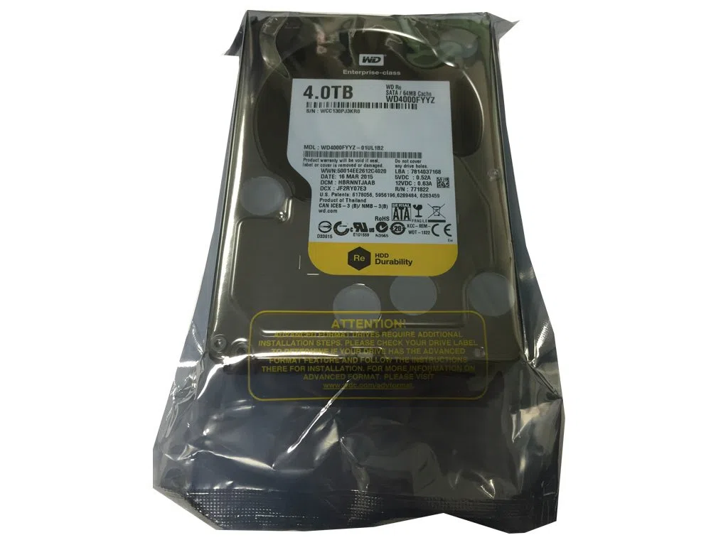 Western Digital RE WD4000FYYZ 4 TB 7200 RPM 64 MB Cache SATA 6,0 Gb/s 3,5 cala Enterprise wewnętrzny dysk twardy - OEM z 3 letnią gwarancją