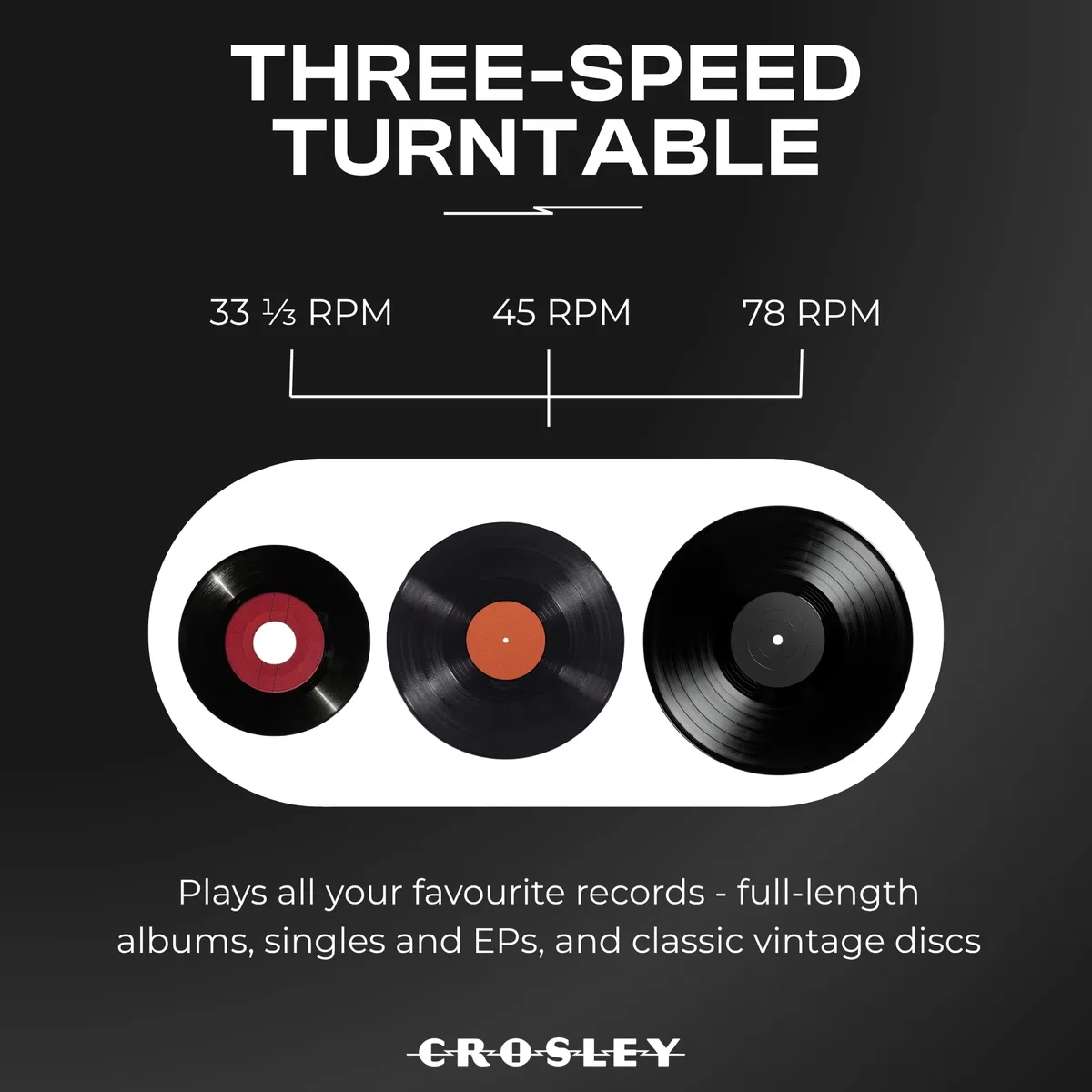 Crosley Cruiser Plus Gramofon z 2 głośnikami, Bluetooth In & Out i Aux 3 Speed Retro gramofon – do winylu 7", 10" i 12", przenośny, z wbudowaną walizką, Groovy Flowy