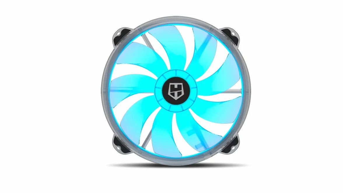 NOX XTREME PRODUCTS Hummer X200 -NXHUMMERX200FAN- Wentylator do obudowy PC 200 mm, ARGB, 9 przezroczystych łopatek, super płaska, cicha konstrukcja, łożyska hydrauliczne, gumowe wsporniki narożne