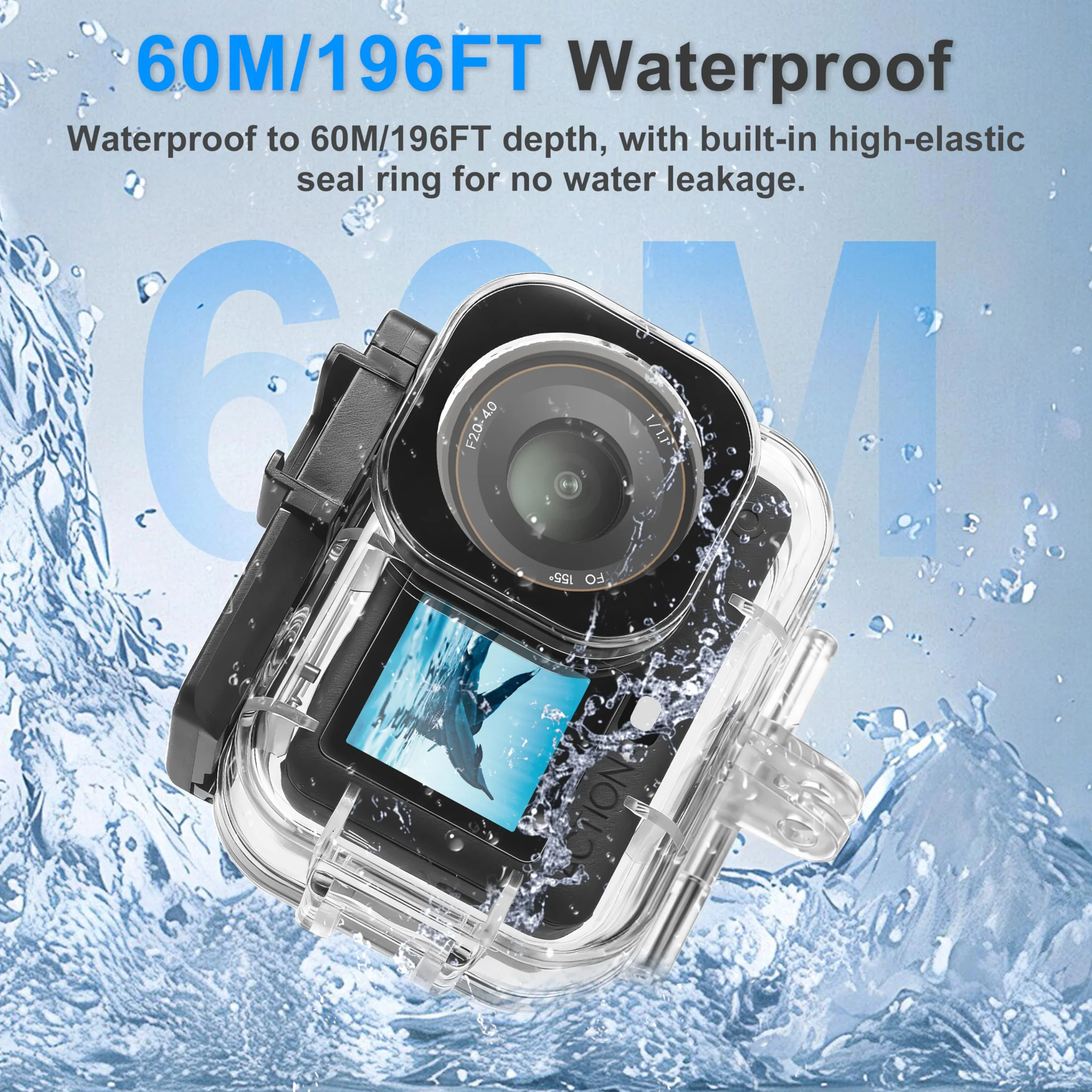 FitStill Uniwersalny zestaw do nurkowania do DJI OSMO ACTION 6, wodoodporna obudowa 196FT/60M i 3 filtry i uchwyt pływający zestaw do nurkowania, surfingu, nurkowania, etui ochronne, akcesoria