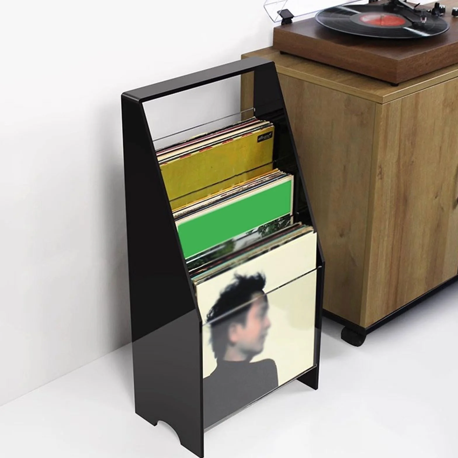 stojak do przechowywania płyt CD Stojak na płyty winylowe z akrylu w stylu schodkowym, stojak ulubione CD, czasopisma i inne