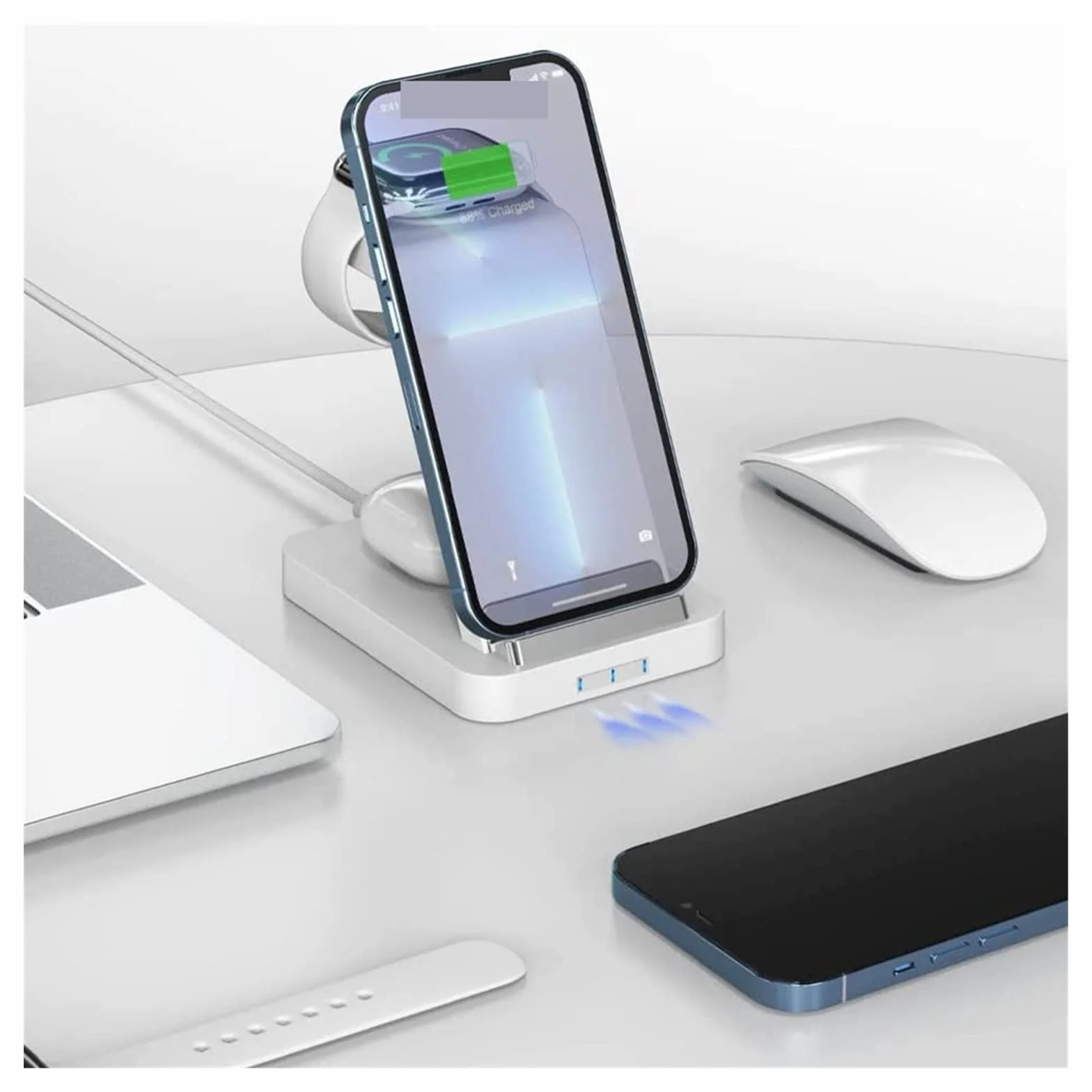 Bezprzewodowa ładowarka magnetyczna Bezprzewodowa stacja ładująca 3 w 1 do telefonu Szybka bezprzewodowa ładowarka 15 W do zegarka słuchawkowego, bezprzewodowa stacja ładująca na telefon, zegarek, słu