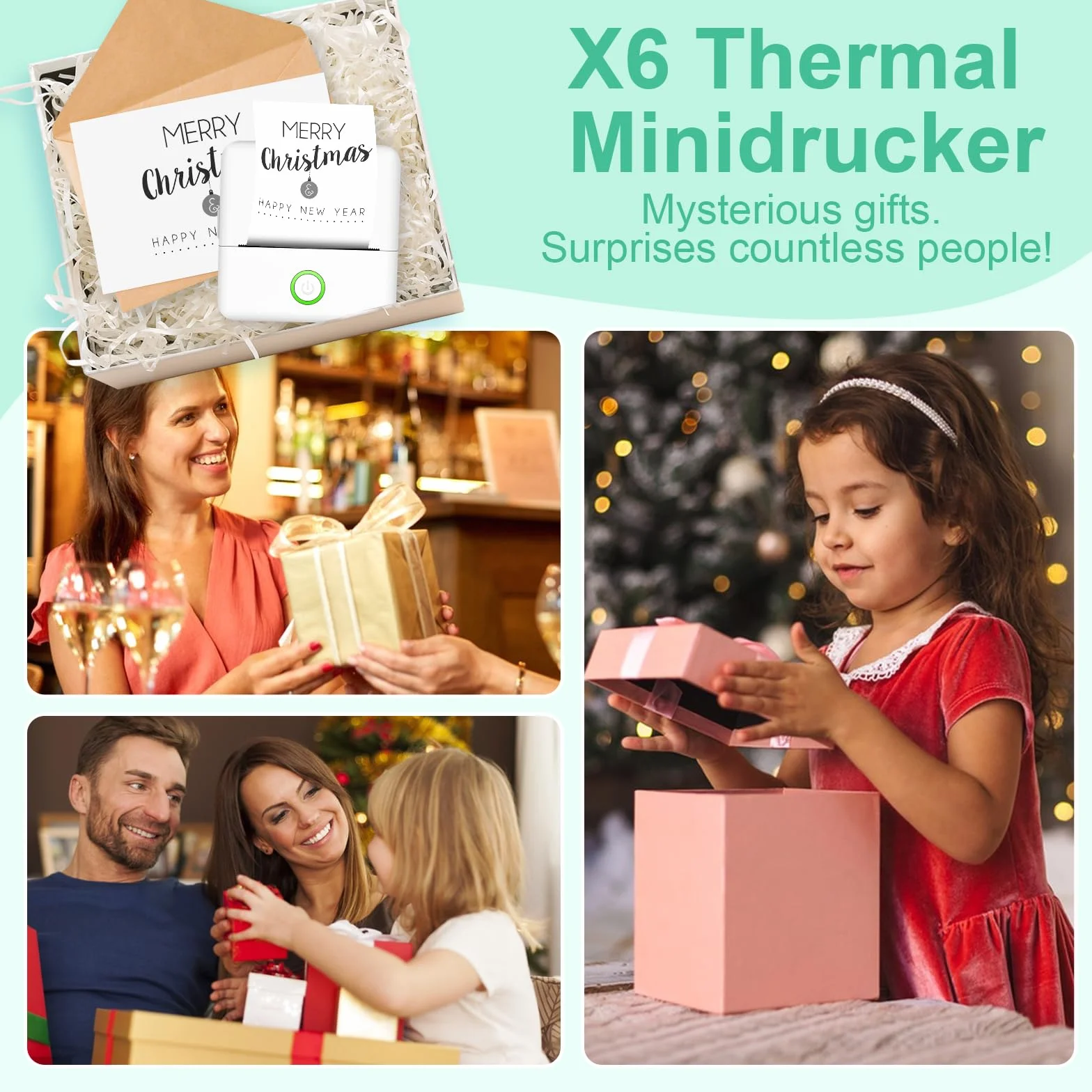 GuKKK Mini drukarka fotograficzna bezprzewodowa termiczna Bluetooth 13 rolek papieru 5 kredek