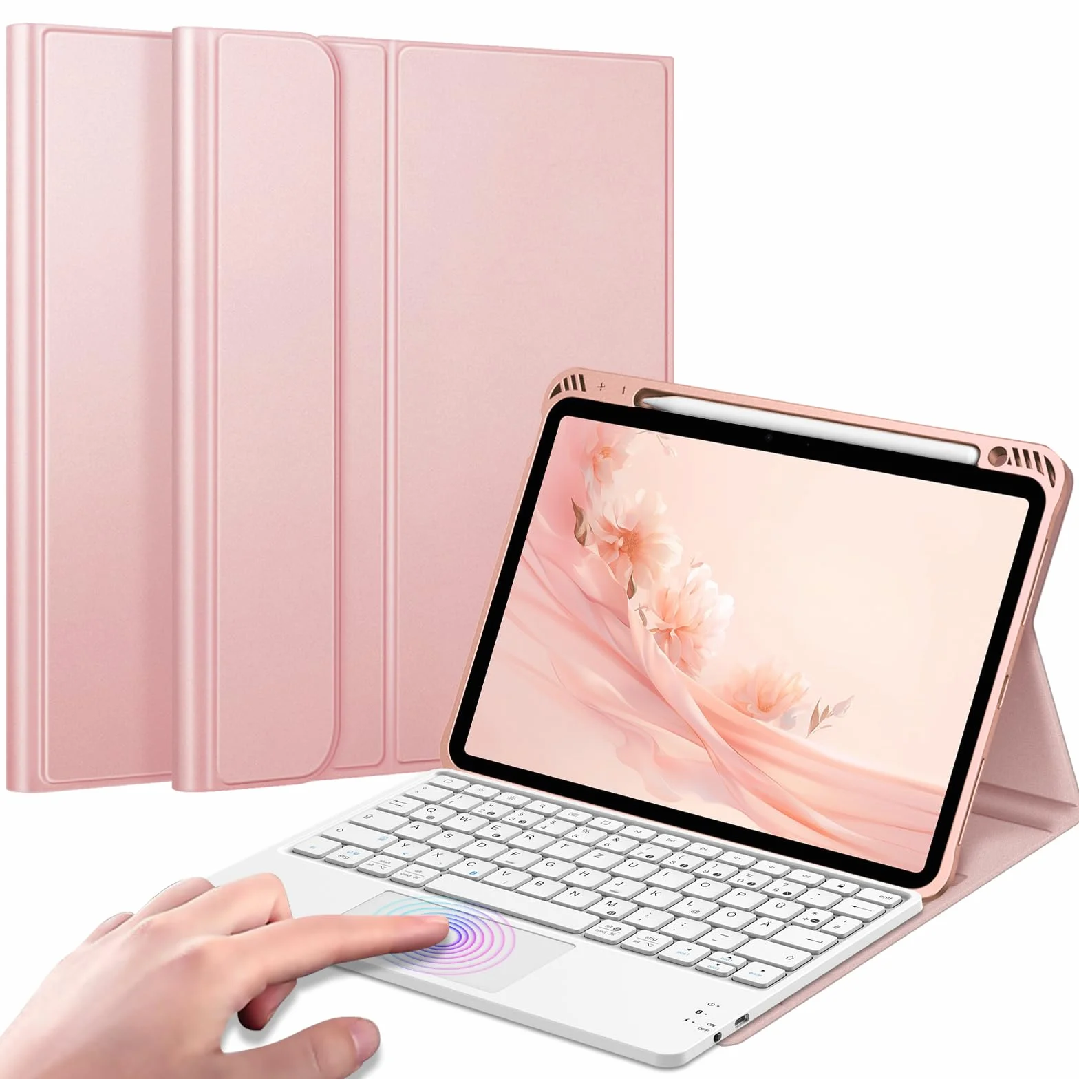 Fintie Etui na klawiaturę do iPad Air 6 11 cali 2024 z touchpadem, magnetyczna, różowe