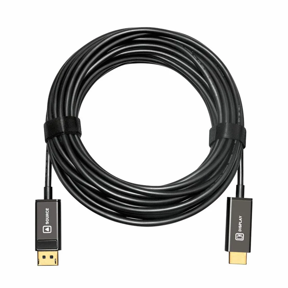 3 metry DisplayPort (DP) do HDMI Kabel światłowodowy AOC 18 G 4 K przy 60 Hz UHD pozłacany przewód do PC, karty graficznej, laptopa, monitora HDTV, niebieski odtwarzacz Ray