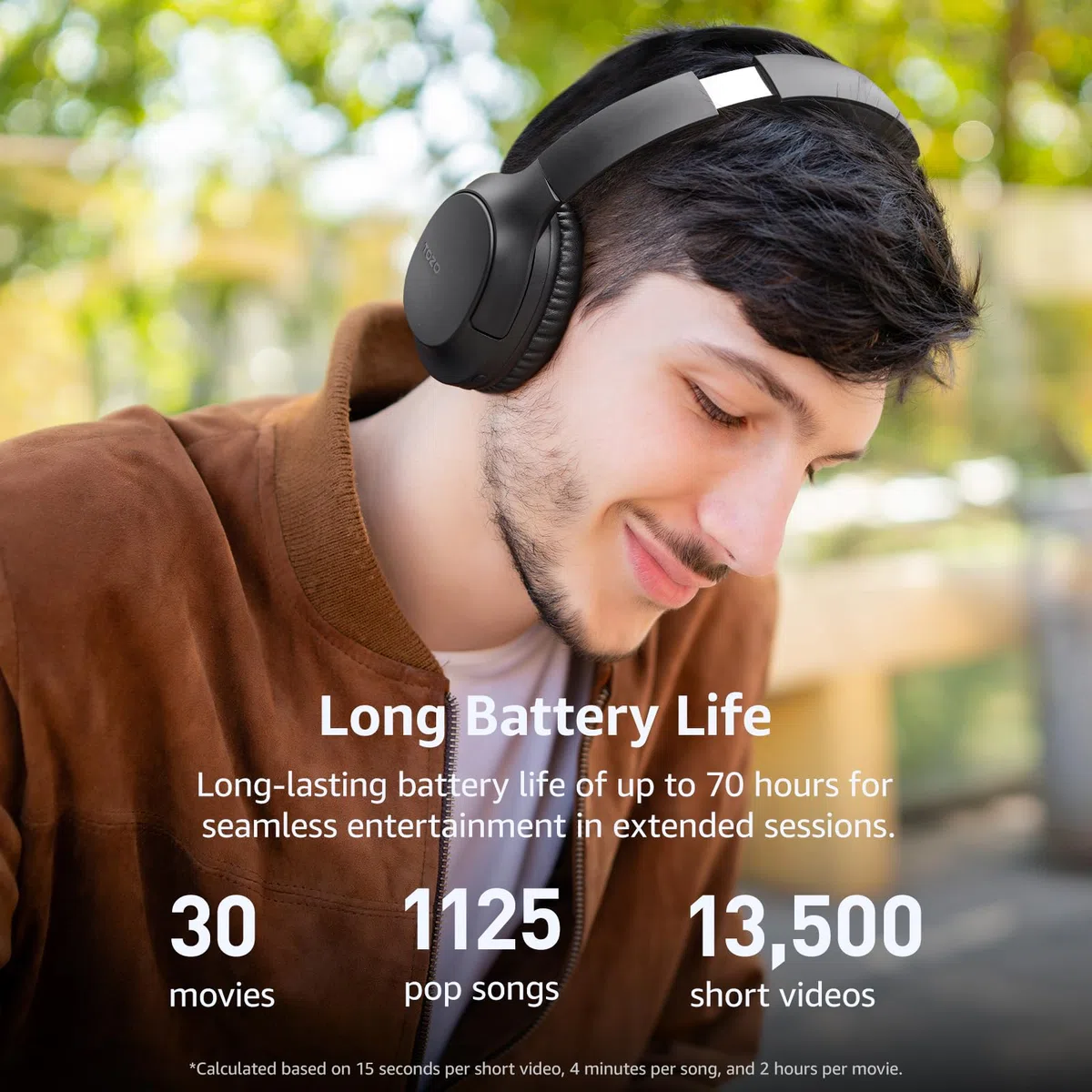 TOZO HA1 Słuchawki nauszne Bluetooth 5.4, czas odtwarzania 70 godzin z mikrofonem, składany, bezprzewodowy zestaw słuchawkowy, głęboki bas, dźwięk stereo, konfigurowalny tryb muzyczny 32 EQ za pomocą