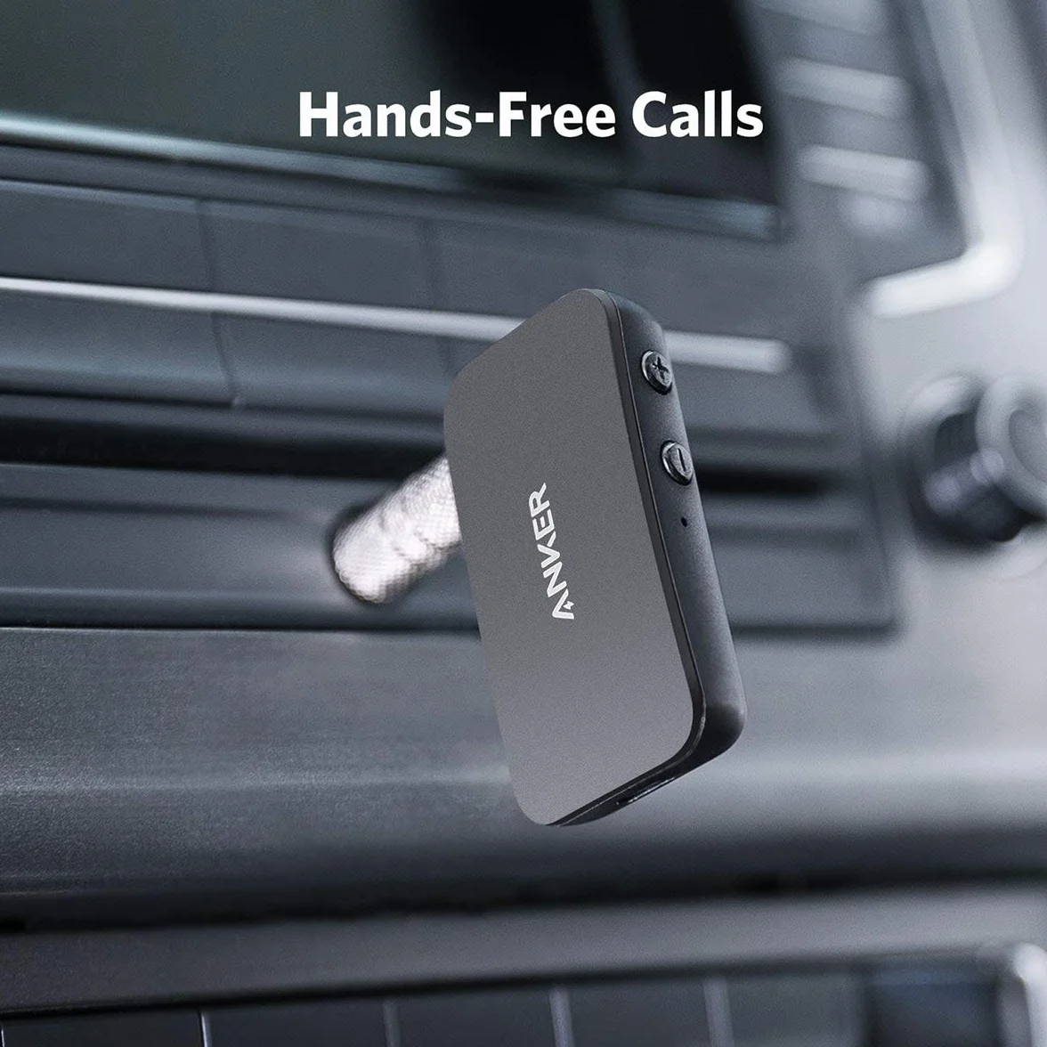 Soundsync Anker Odbiornik Bluetooth do strumieniowego przesyłania muzyki z Bluetooth 5.0, 12-godzinny czas pracy baterii, rozmowy w trybie głośnomówiącym, do samochodu, słuchawki, głośniki