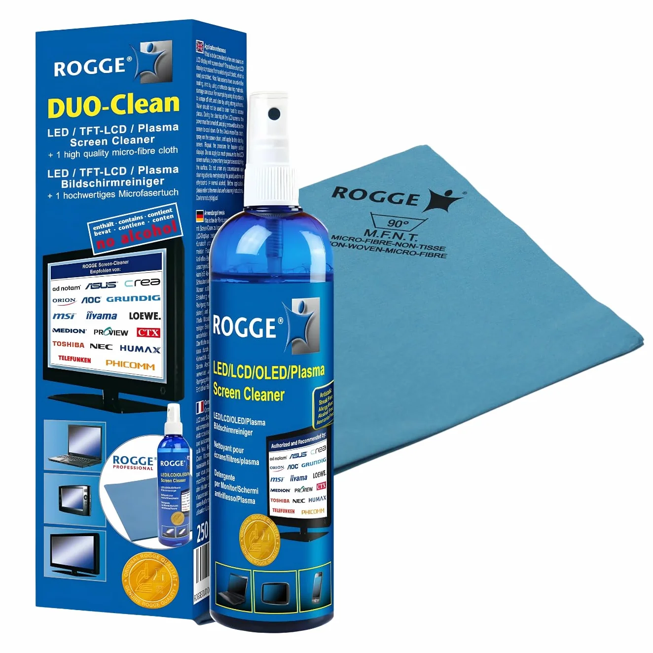 ROGGE DUO CLean Original, 250 ml LCD/TFT + środek do czyszczenia plazmy + 1 profesjonalna ściereczka z mikrofibry