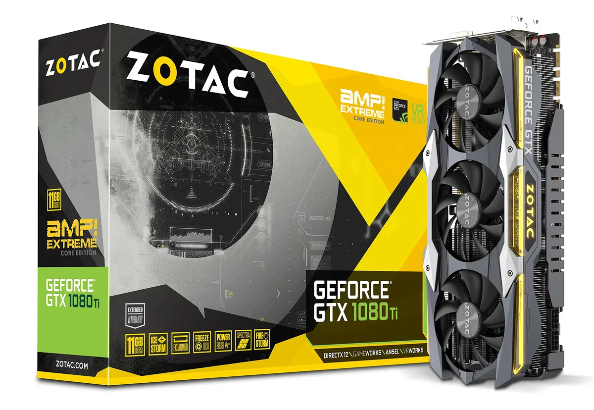 Zotac NVIDIA GeForce GTX 1080 Ti 11 GB AMP Extreme Core Edition karta graficzna - czarna