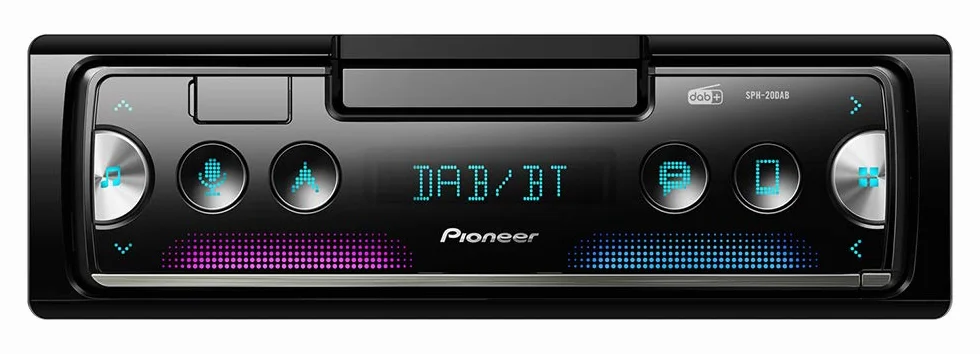 Pioneer SPH-20DAB, radio samochodowe 1DIN z RDS i DAB+, Bluetooth, USB do MP3, WMA, WAV, FLAC, obsługa systemu Android, sterowanie iPhone'em, aplikacja Smart Sync