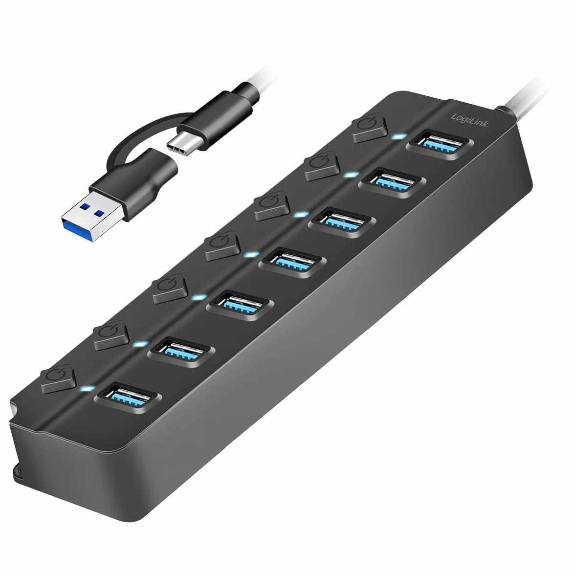 LogiLink UA0420 USB 3.2 Gen1 Hub 7 portów z włącznikiem