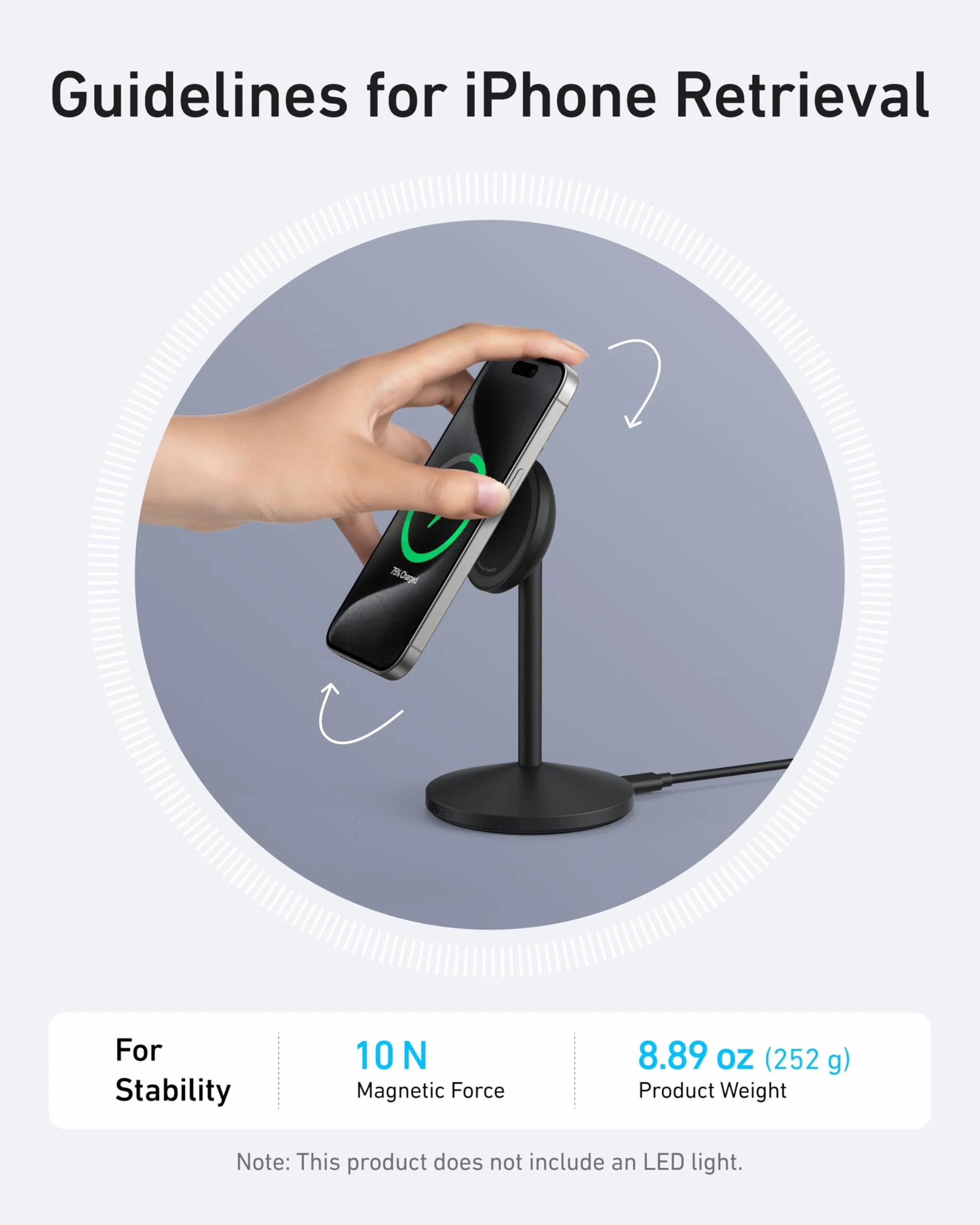 Anker MagGo Bezprzewodowa Stacja Ładująca 15W Qi2 dla MagSafe, magnetyczna ładowarka dla iPhone 17/16/15/14, AirPods