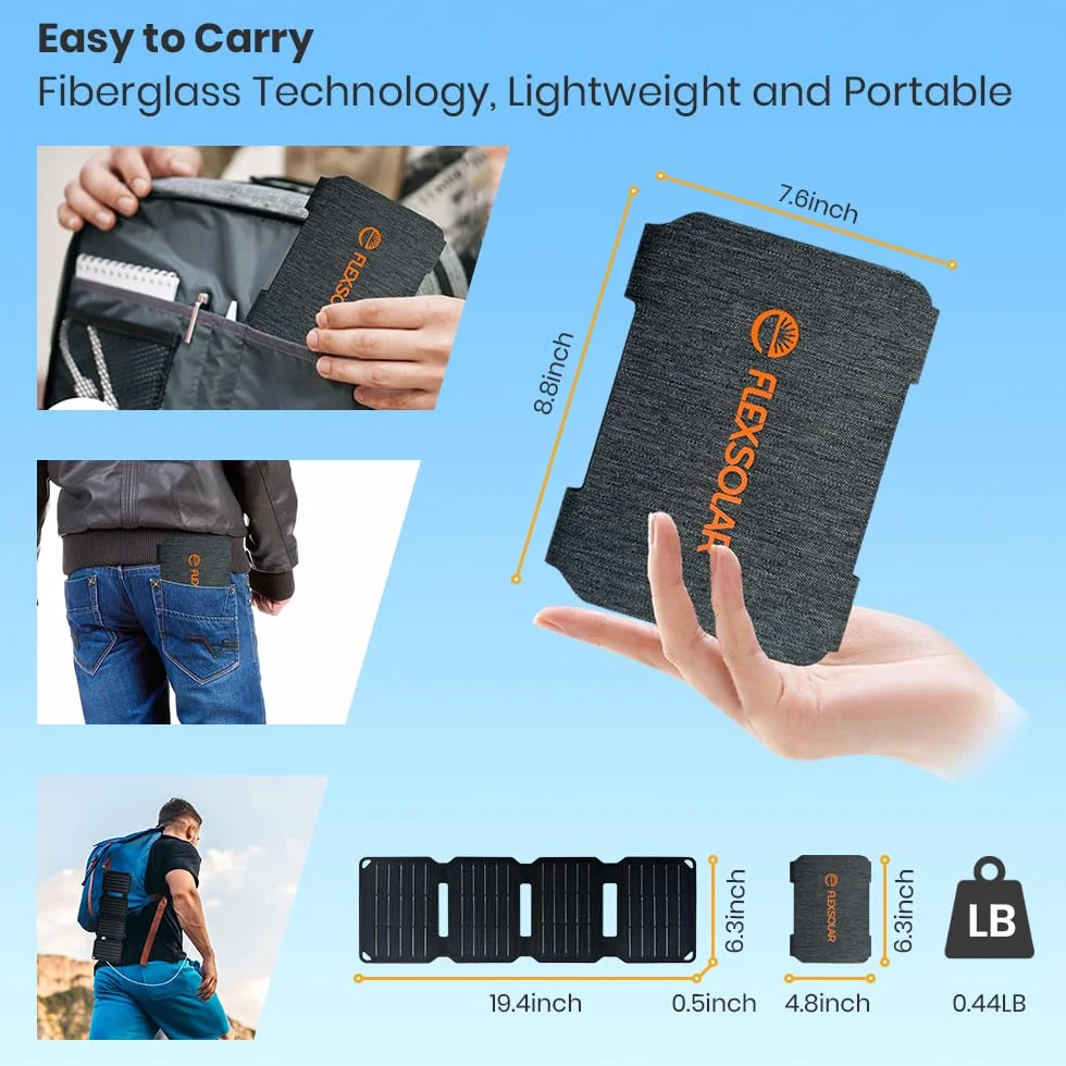 Mini ładowarka solarna, FlexSolar 10 W, panel słoneczny, E-film, IP67, ładowarka kieszonkowa, urządzenia USB, aktualizacja do smartfona, zegarka na rękę, aparat