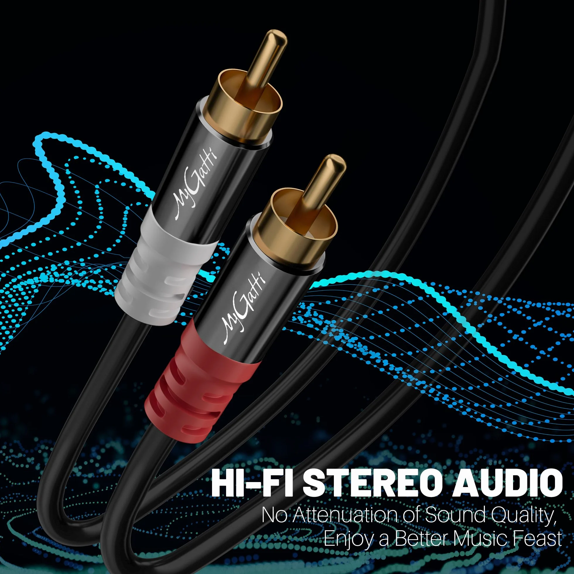 Kabel cinch 30 m, 2 wtyczki cinch na 2 wtyczki cinch, kabel stereo audio, kabel RCA, OFC, dźwięk Hi-Fi, podwójne ekranowanie, kabel do subwoofera samochodowego do kina domowego, wzmacniacza