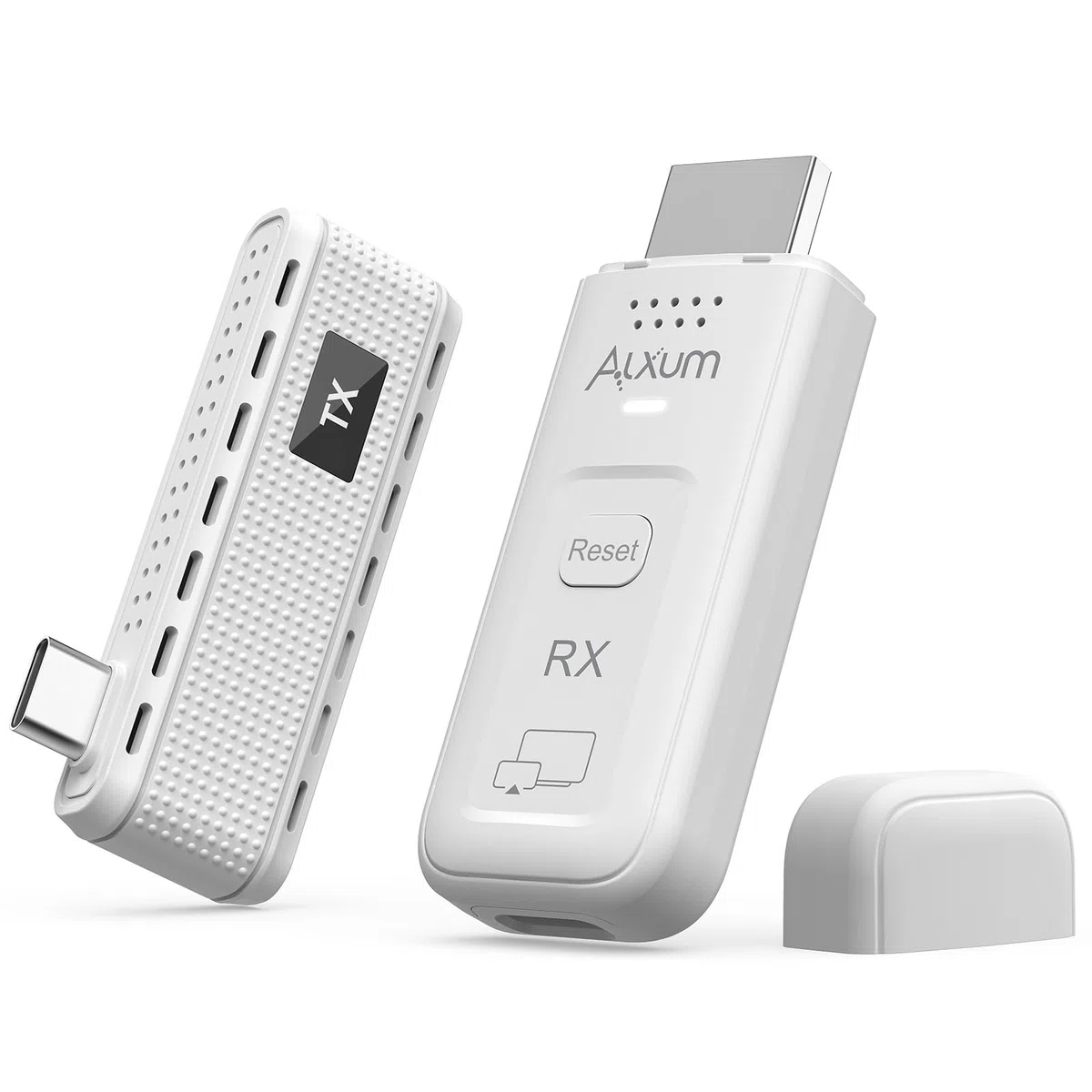 Alxum Bezprzewodowy nadajnik HDMI – USB-C 50 m bezprzewodowa transmisja HDMI Plug & Play, wyjście 4K HD, przenośny przedłużacz złącza HDMI 2,4 g/5G do monitora/projektora z telefonu/tabletu