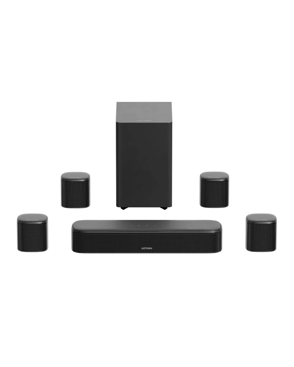 ULTIMEA 7.1-kanałowy system dźwięku przestrzennego do TV, Dolby Atmos Soundbar z 4 głośnikami Surround, VoiceMX, BassMX, 420 W, soundbar do Smart TV, HDMI eARC, sterowanie aplikacją, Aura A60 Pro
