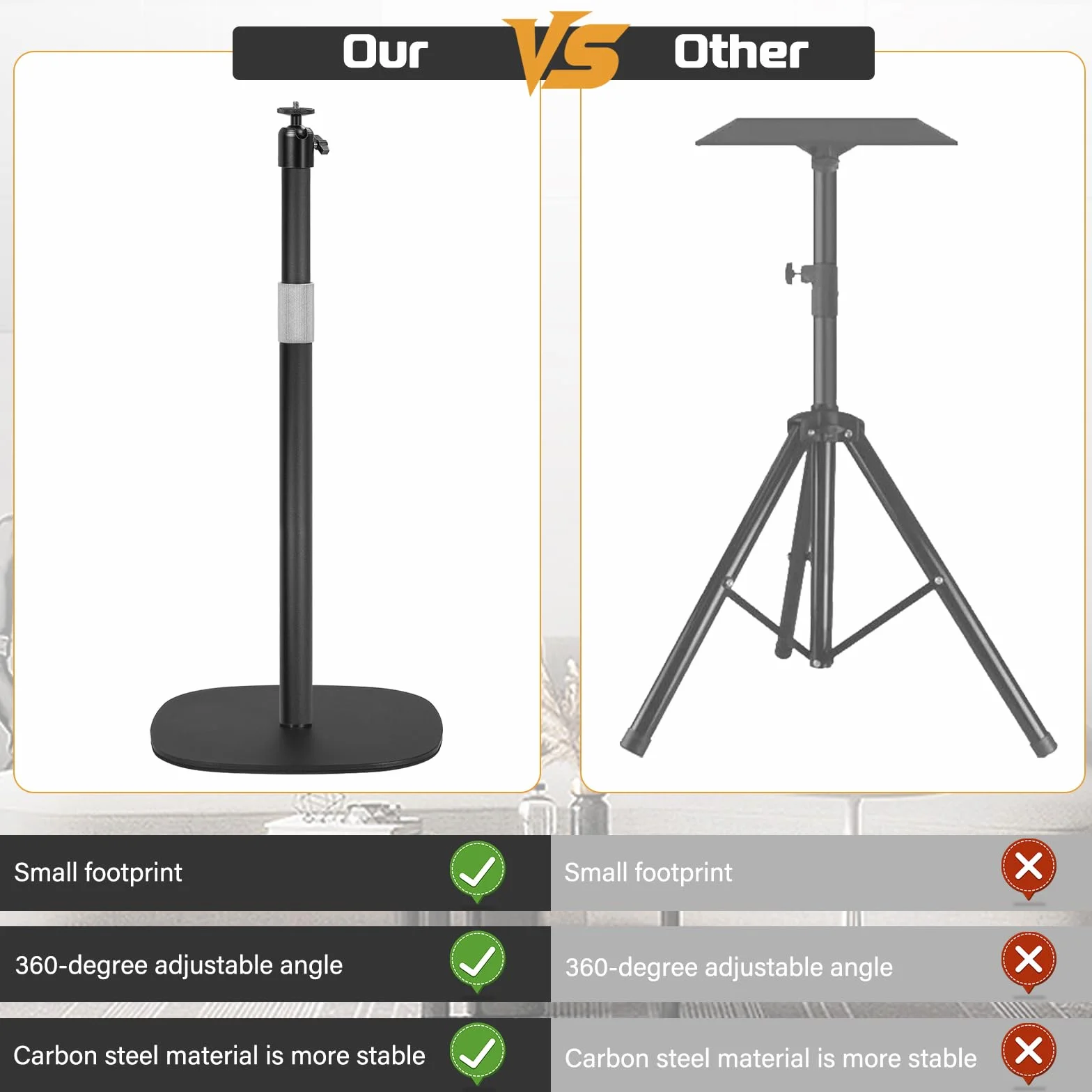 AKOZLIN Statyw podłogowy do projektora, regulacja wysokości od 16 do 47 cali, obracany o 360°, ze śrubą 1/4", kompatybilny z uchwytami na telefon komórkowy do kamer projektora, statywu podłogowego