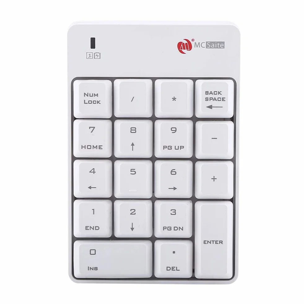 Tosuny Bezprzewodowa Klawiatura Numeryczna USB 2,4 GHz 18 Cyfr Mini 10m Biała