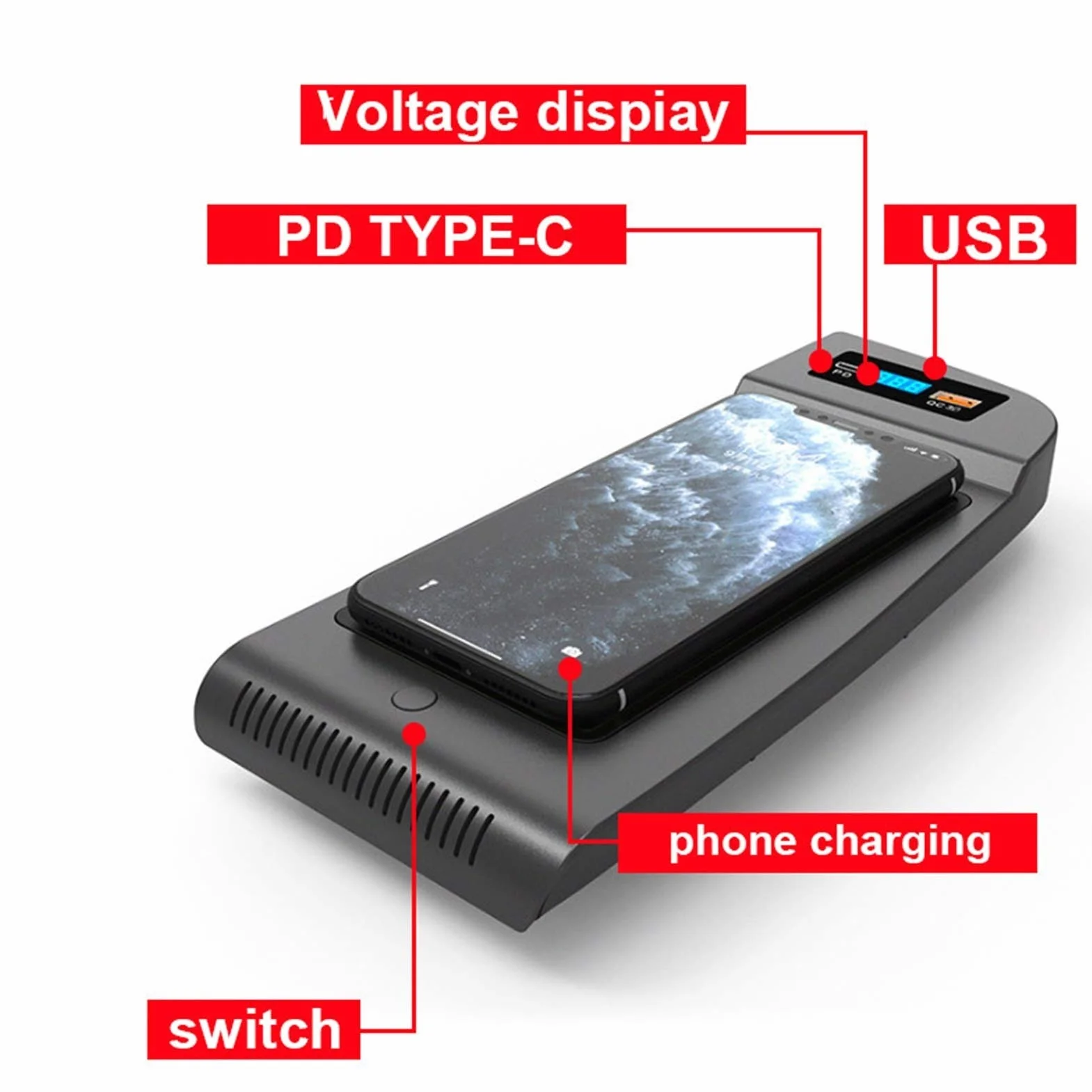 Ładowarka bezprzewodowa QI do samochodu, for Toyota, Alphard Akcesoria Modyfikacja wnętrza 15 W Szybka płytka ładująca telefon 2018 2019 2020 Samochodowa płyta ładująca(Single Coil 15W LHD)