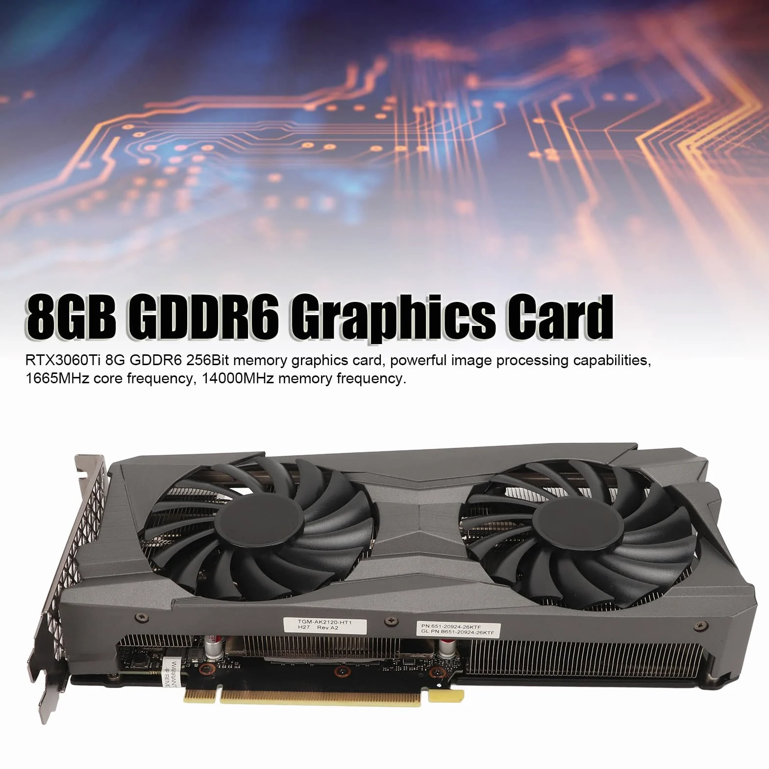 RTX 3060Ti 8G GDDR6 256-bitowa Karta Graficzna do Gier, PCIe 4.0 16X 1665 MHz GPU Podwójne Wentylatory Komputer PC Karta Graficzna Wideo z HDMI 3xDP, rozdzielczość 7680x4320,