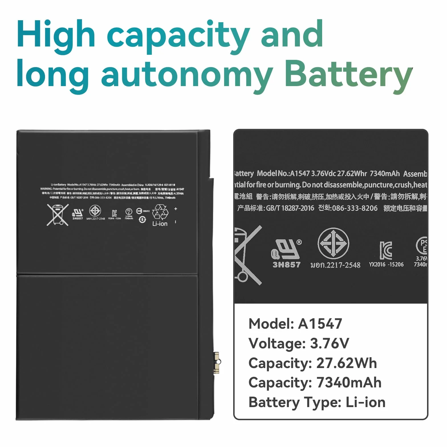 K KYUER A1547 Tablet Battery Compatible with iPad Air 2 A1566 A1567