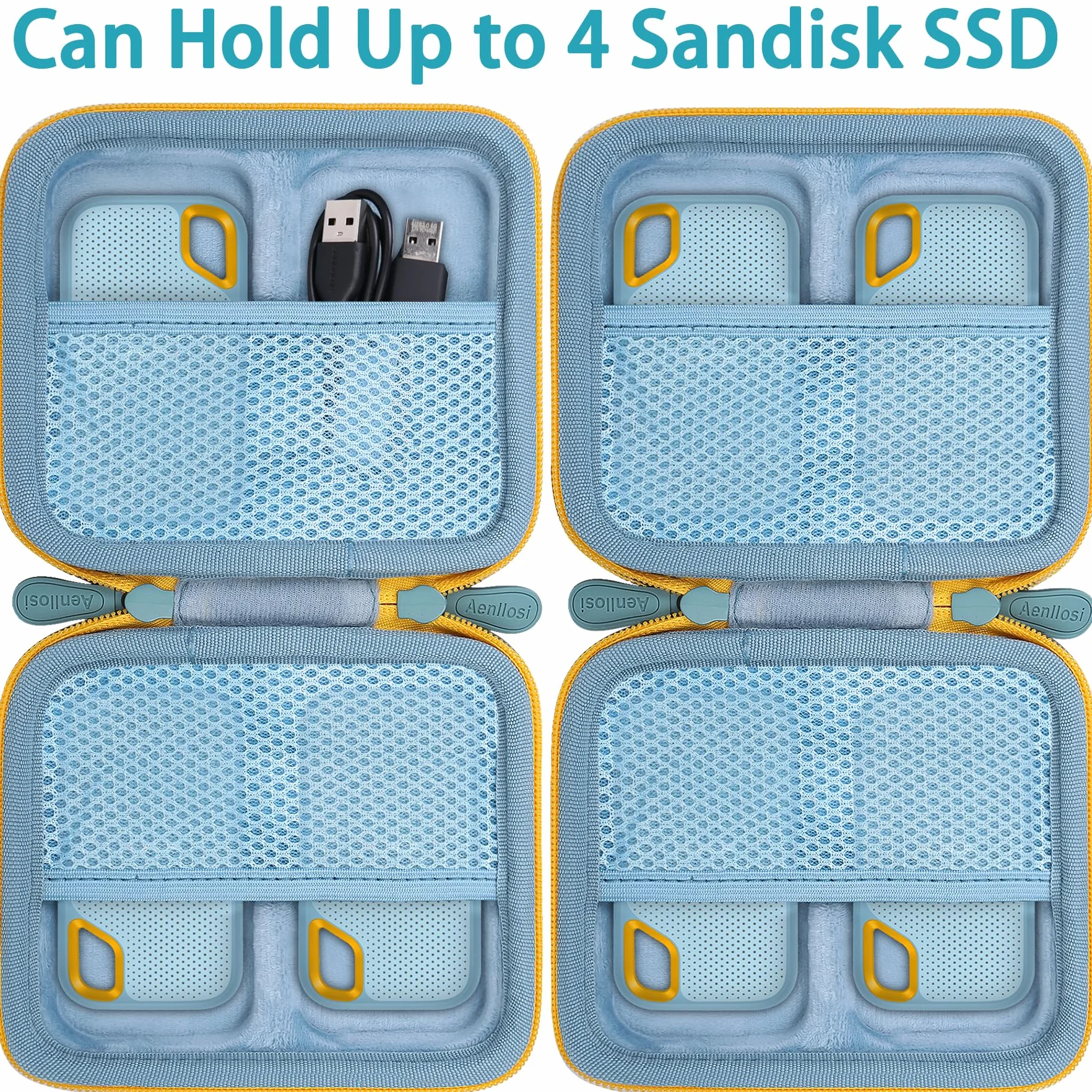 Aenllosi Twardy futerał do SanDisk 500GB/1TB/2TB/4TB Extreme Portable SSD, kompatybilny z SanDisk Extreme SDSSDE61/SanDisk Extreme PRO SDSSDE80 SDSSDE81 (błękitny, tylko etui)