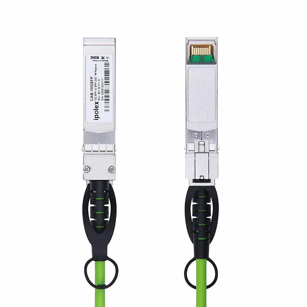 ipolex Kabel miedziany 10 G, SFP+ DAC, 10 GBASE-CU Direct Attach, 10 Gb/s, pasywny kabel Twinax kompatybilny z Cisco, Ubiquiti, Meraki, Microtik, Intel i innymi. 0,5 metra