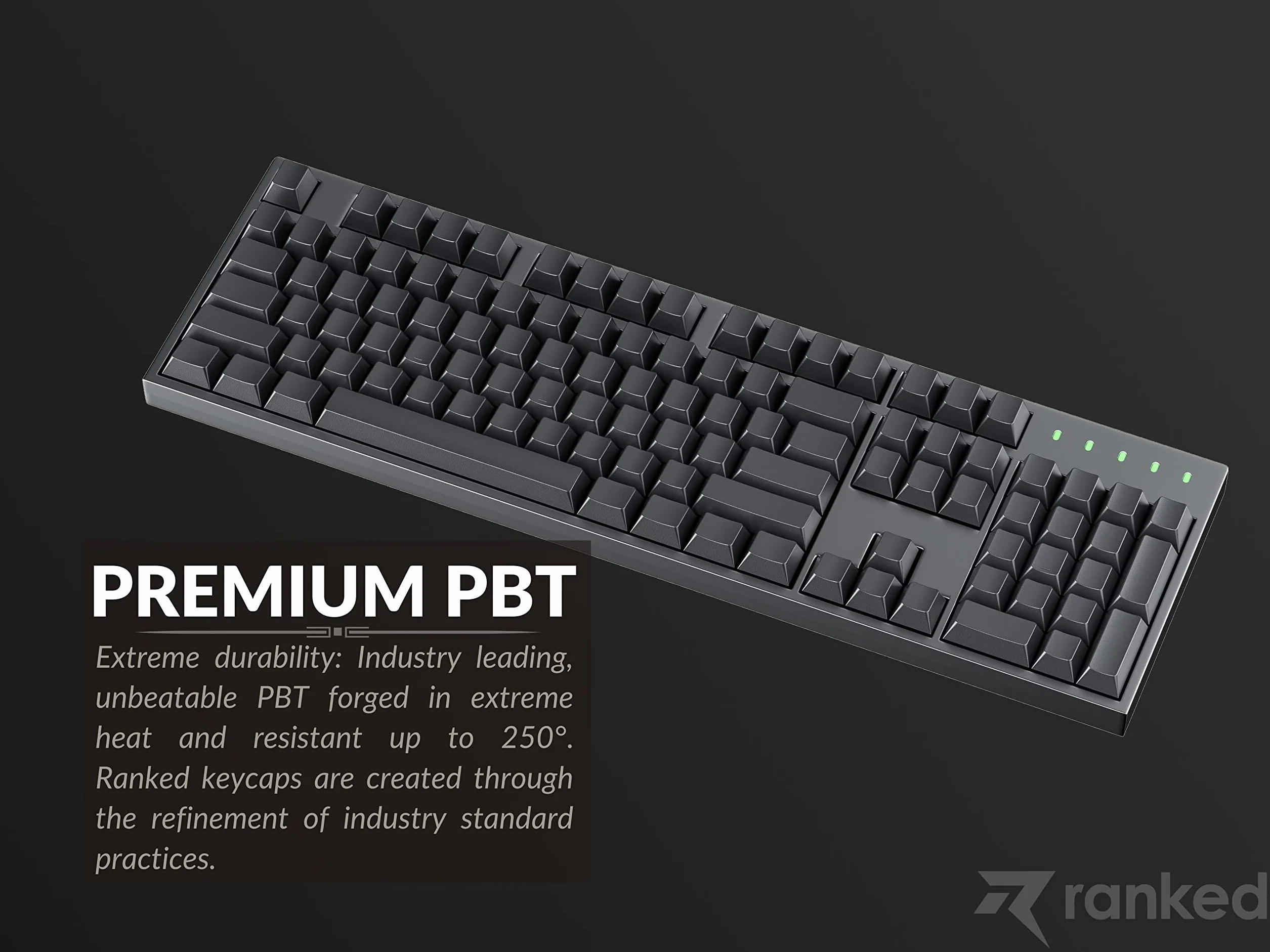 Ranked Zestaw Pustych Nasadek Klawiszy Premium | Grubość 1,4 mm PBT | Cherry Profile dla Klawiatury Mechanicznej (Czarny, 139 Klawisze)