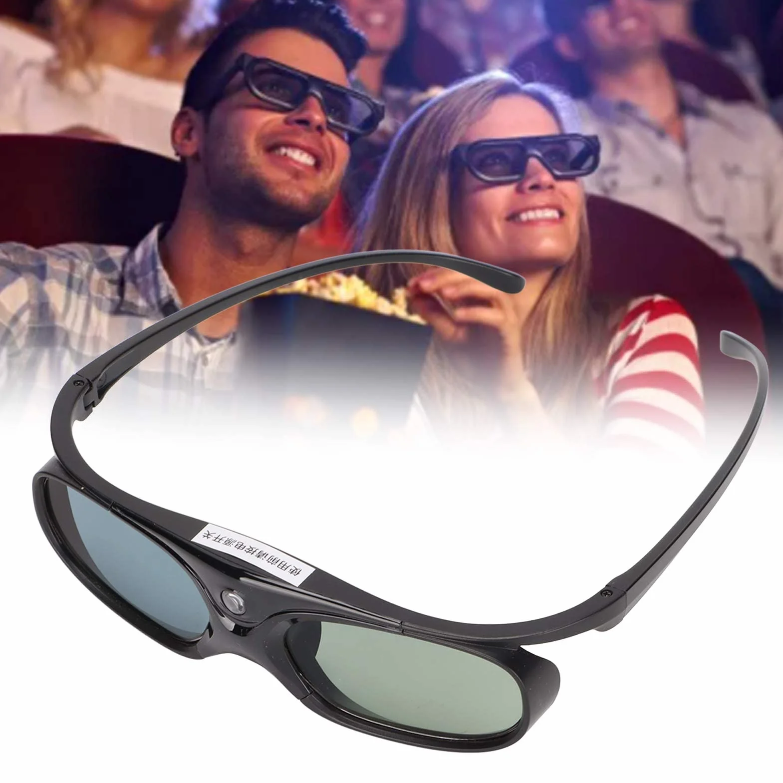 T opiky DLP okulary 3D, 1080p, 144 Hz, możliwość ponownego ładowania, DLP-Link 3D, z szerokim kątem widzenia 178°, okulary 3D z migawką 3D (czarne)